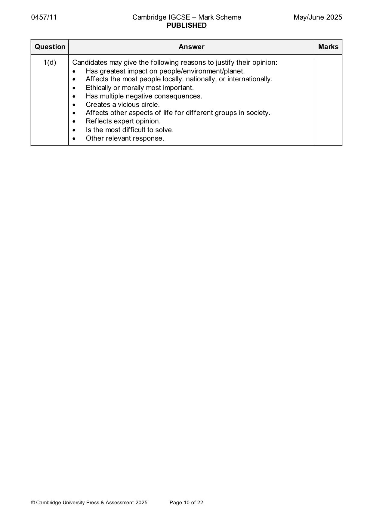 Mark scheme, page 10 of 22