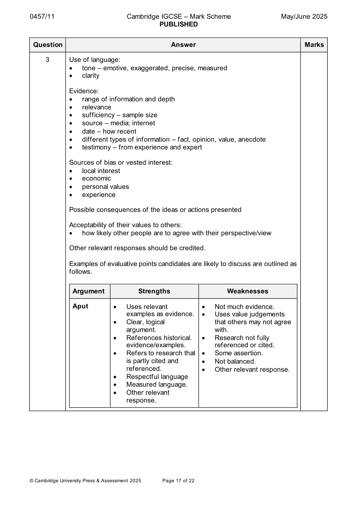 Mark scheme, page 17 of 22