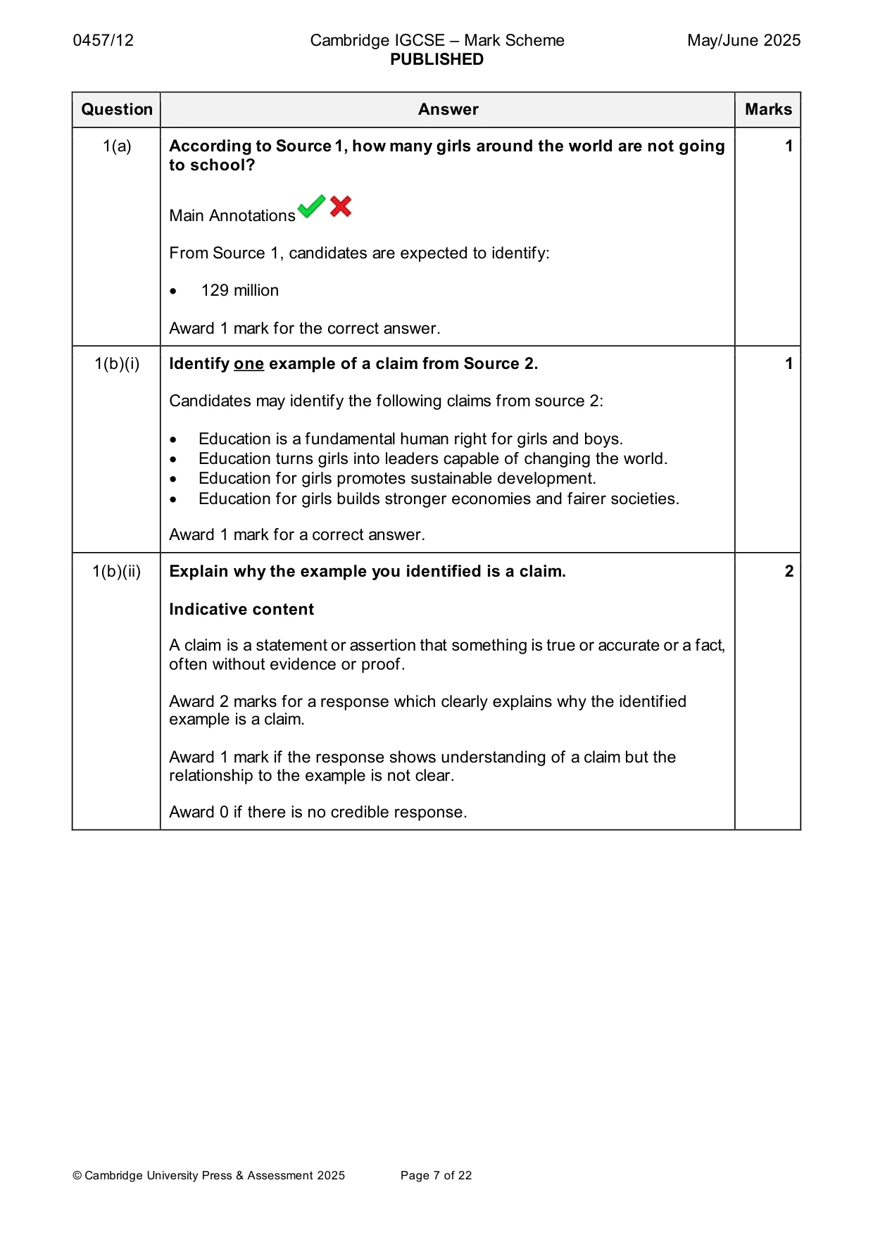 Mark scheme, page 7 of 22