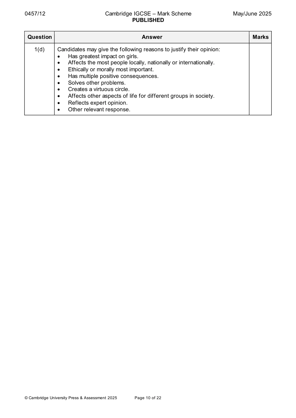Mark scheme, page 10 of 22