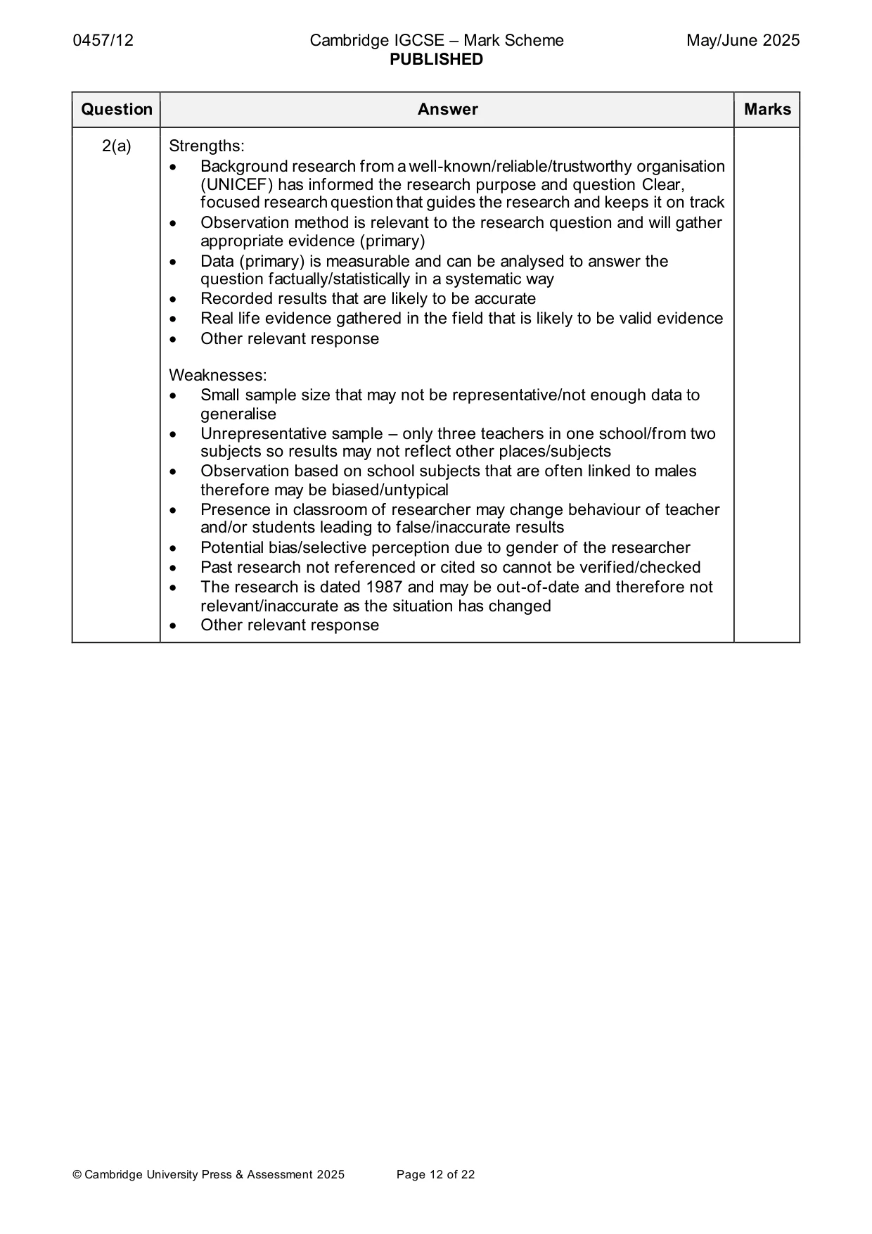 Mark scheme, page 12 of 22