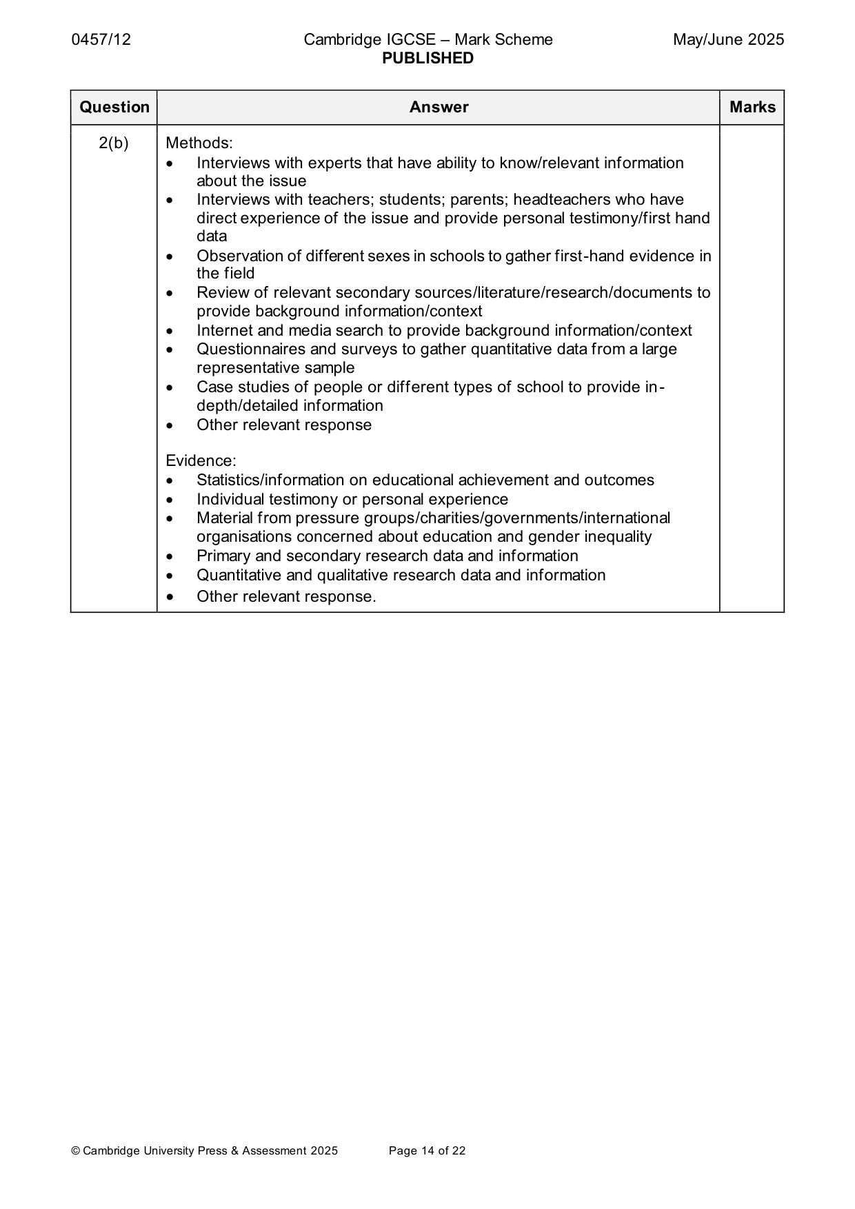 Mark scheme, page 14 of 22