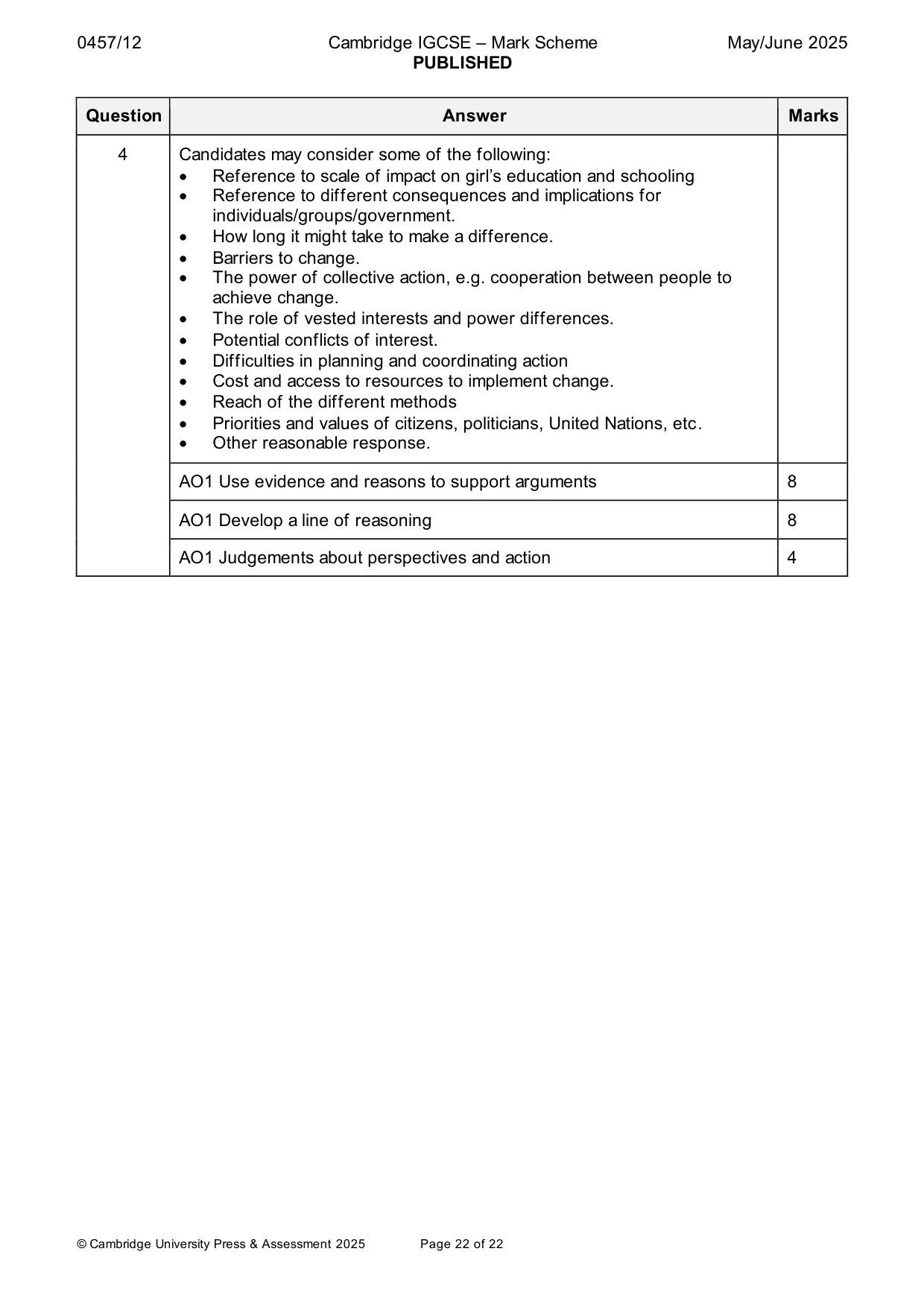 Mark scheme, page 22 of 22