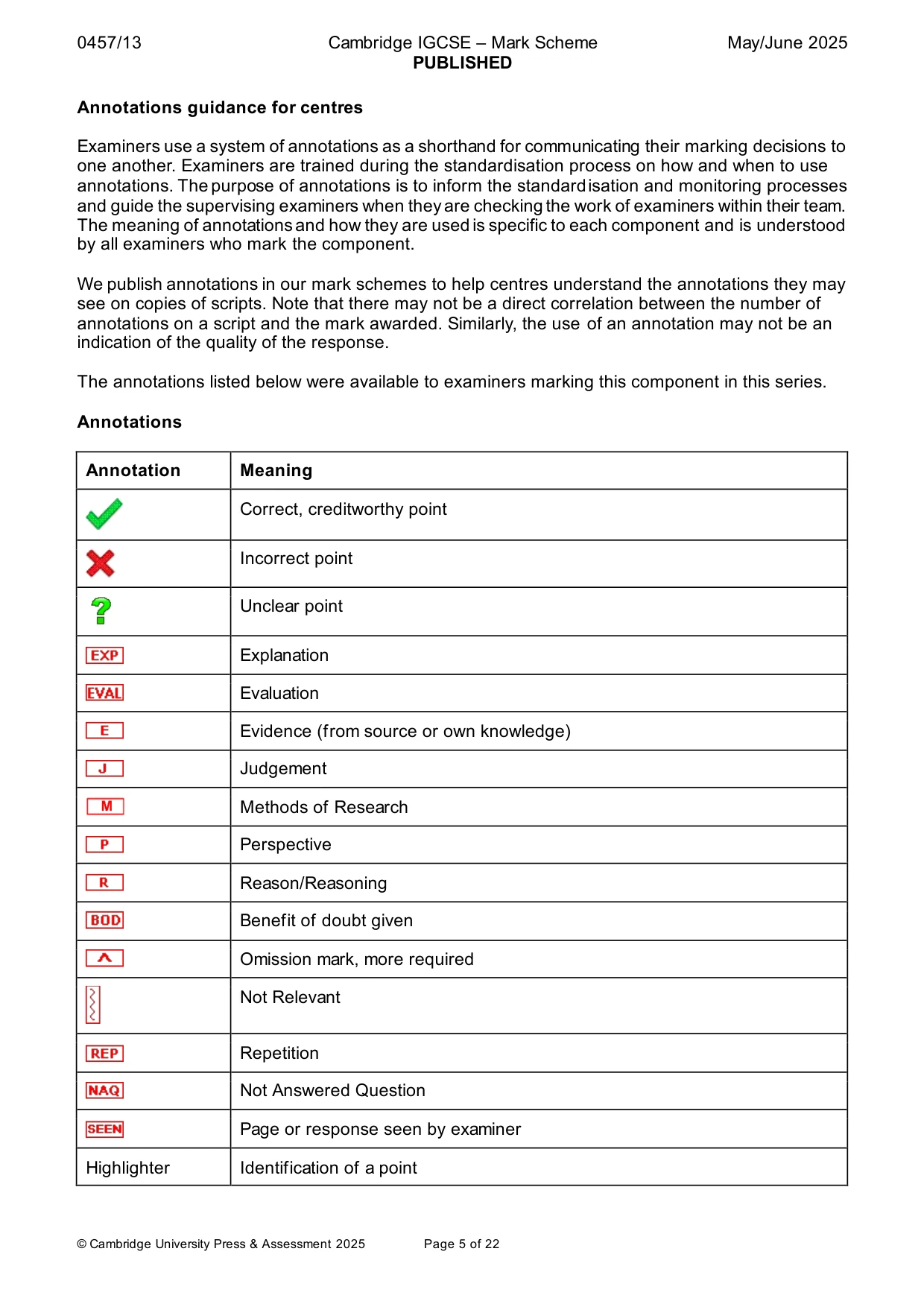 Mark scheme, page 5 of 22