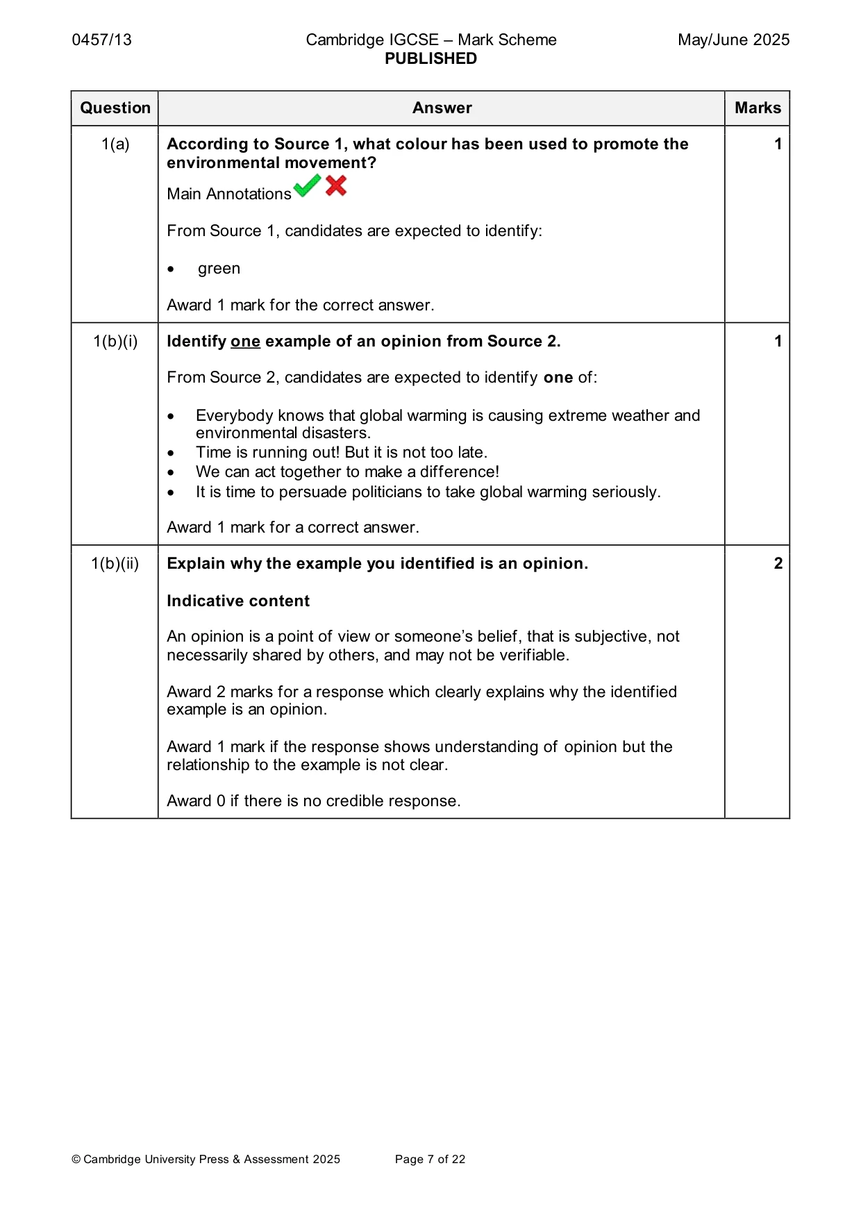Mark scheme, page 7 of 22