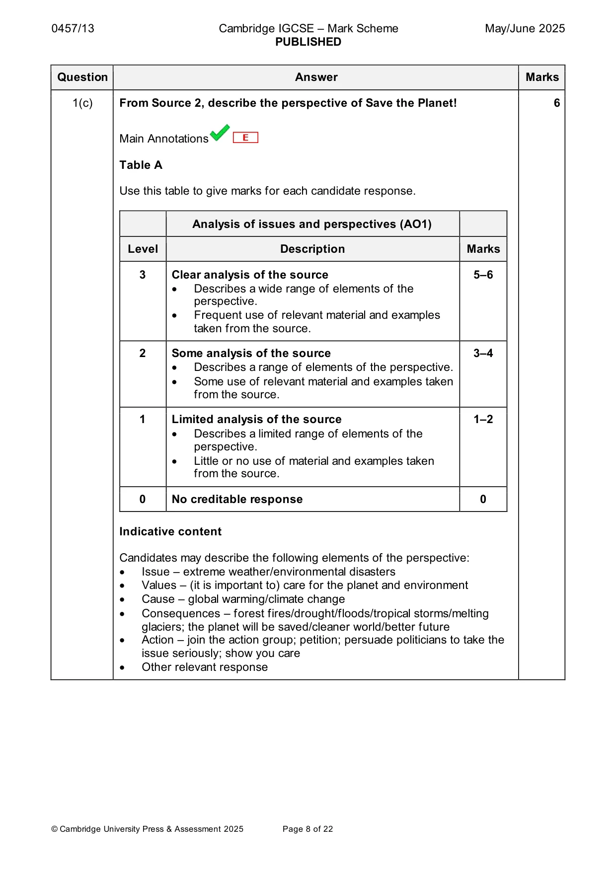 Mark scheme, page 8 of 22