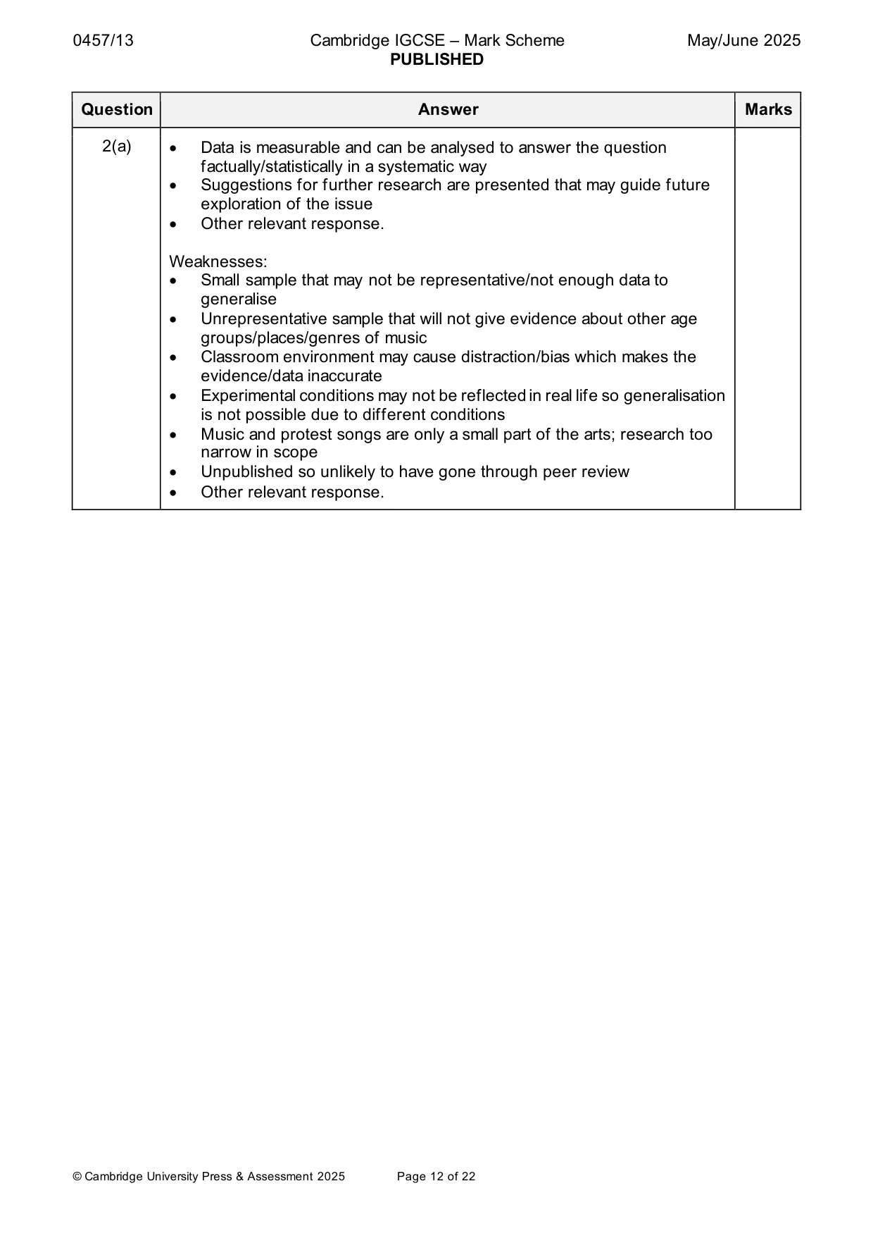 Mark scheme, page 12 of 22