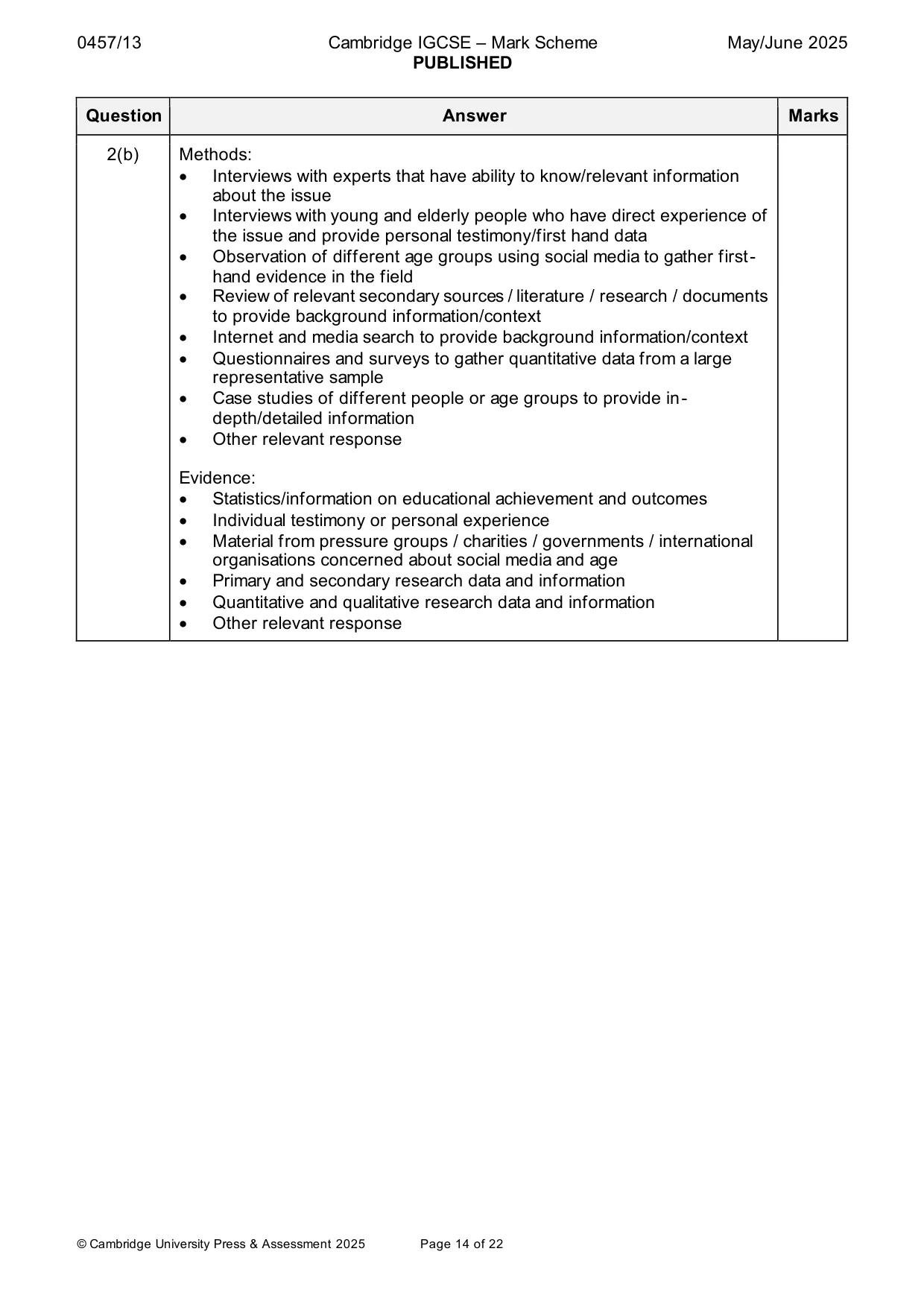 Mark scheme, page 14 of 22