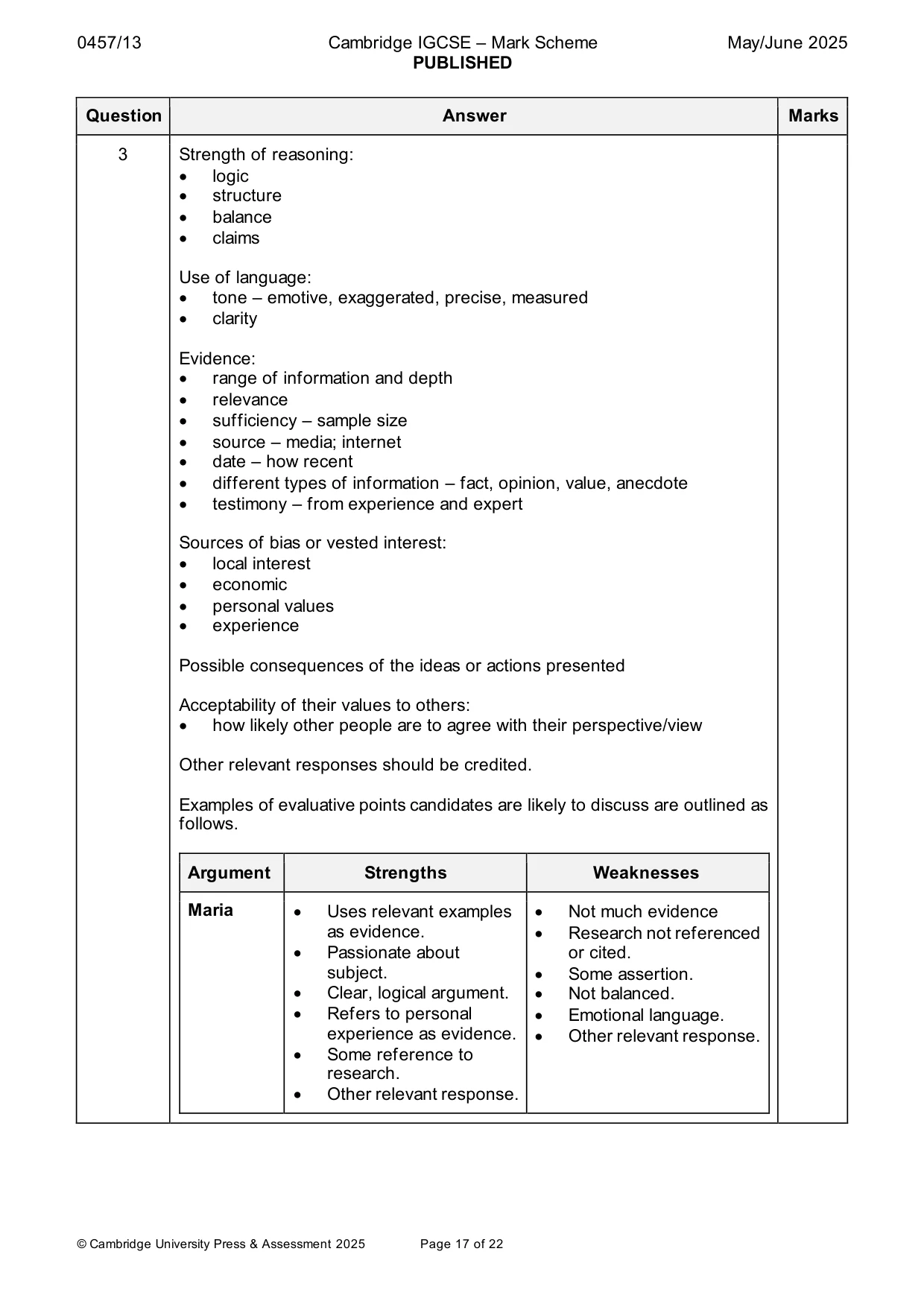 Mark scheme, page 17 of 22