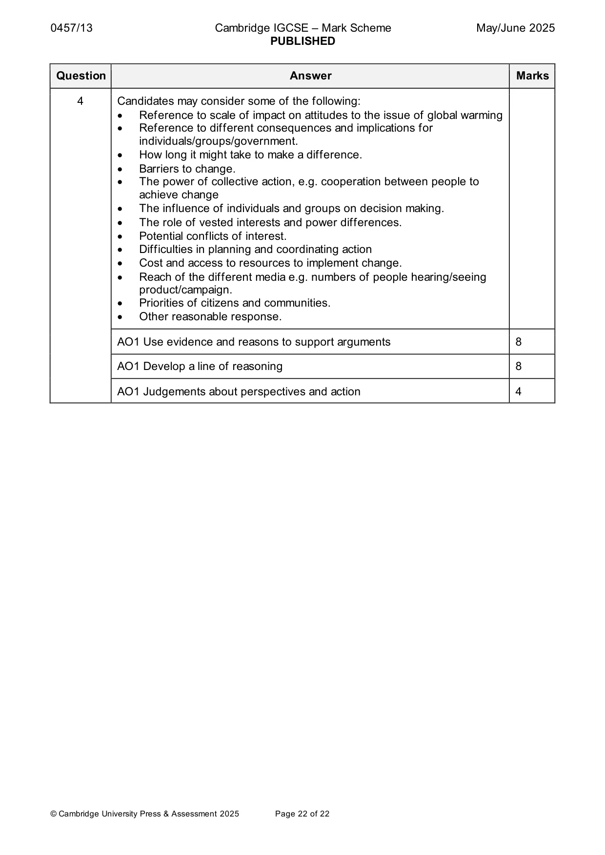Mark scheme, page 22 of 22