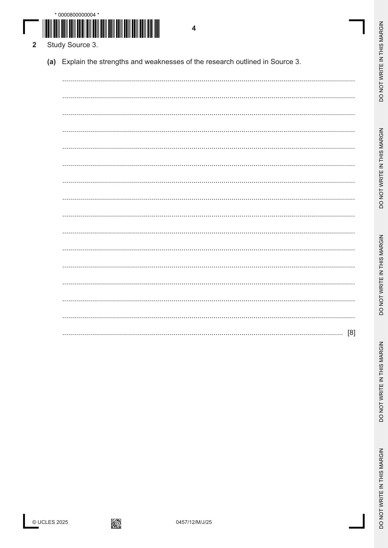 Cambridge IGCSE Global Perspectives 0457 2025 May/June Paper 1 · Variant 2 question paper, page 4 of 8
