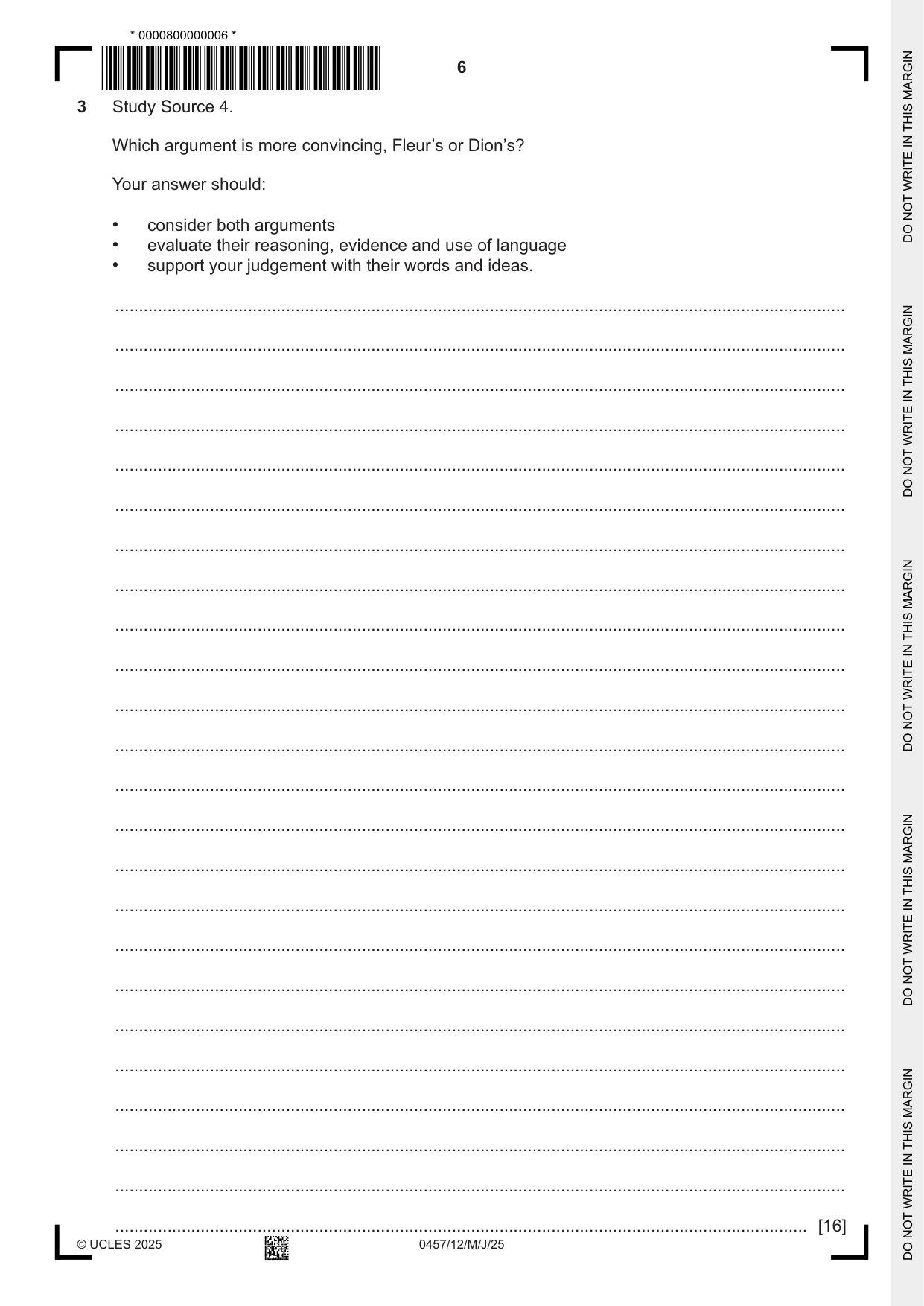 Cambridge IGCSE Global Perspectives 0457 2025 May/June Paper 1 · Variant 2 question paper, page 6 of 8