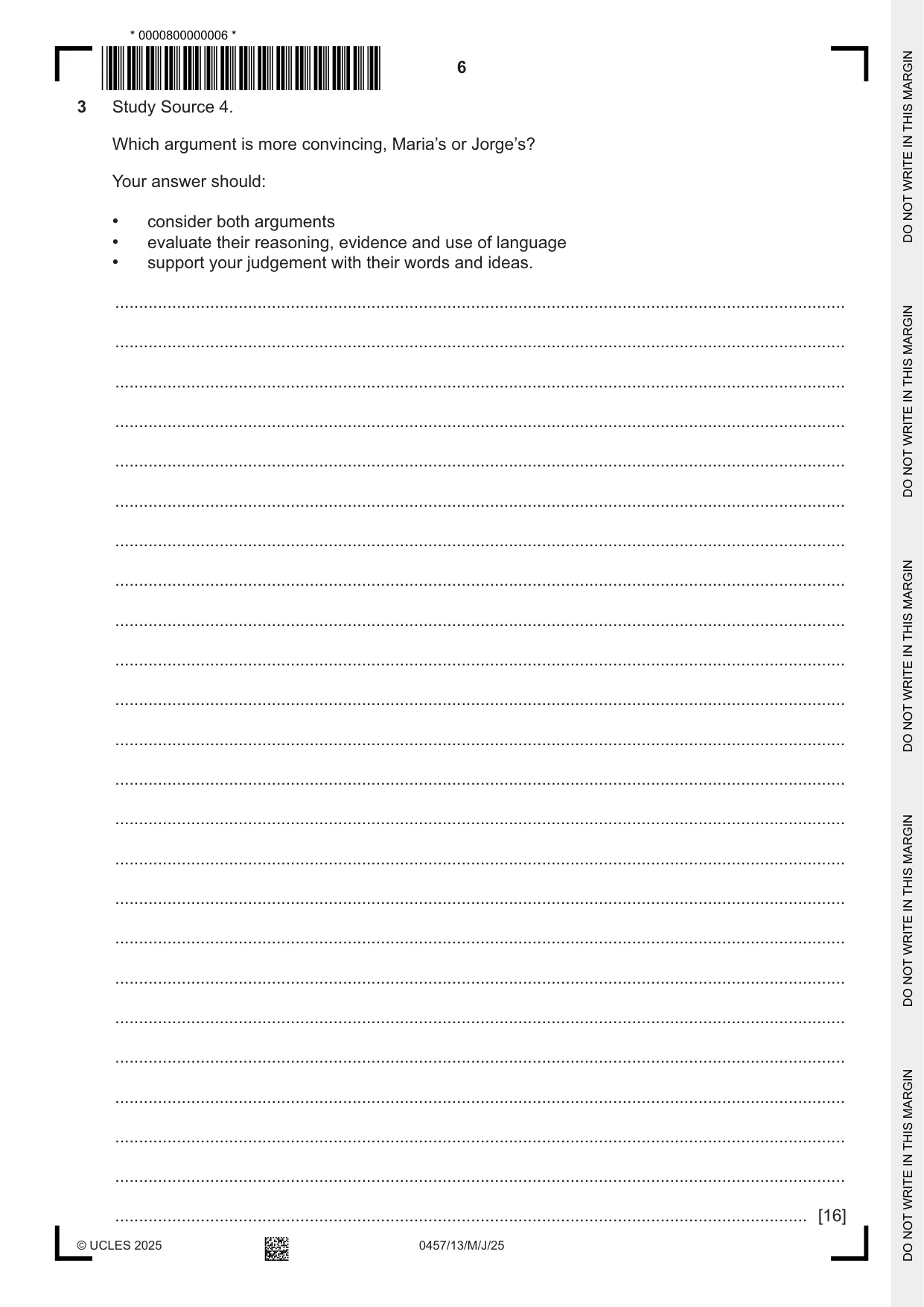 Cambridge IGCSE Global Perspectives 0457 2025 May/June Paper 1 · Variant 3 question paper, page 6 of 8