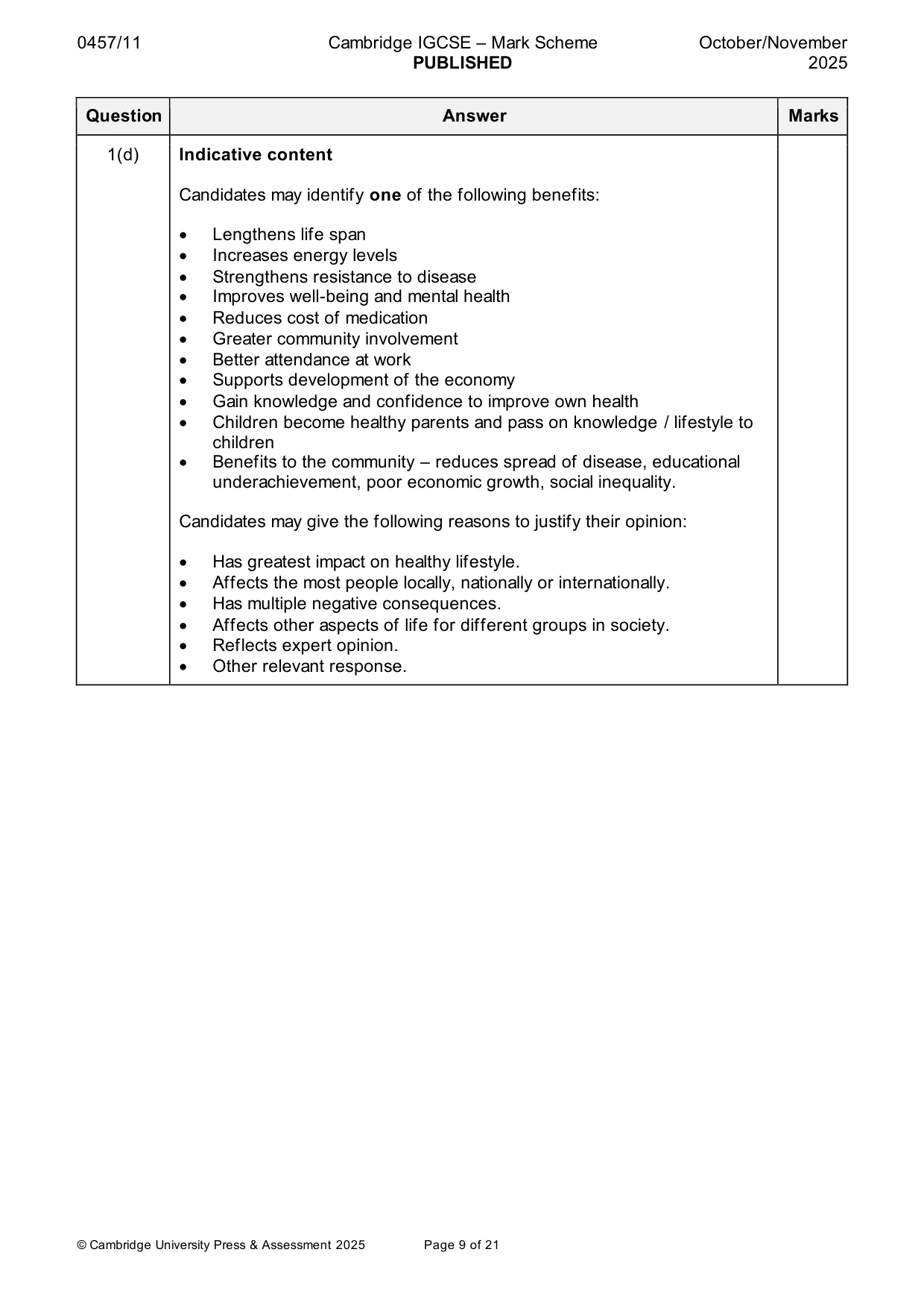 Mark scheme, page 9 of 21