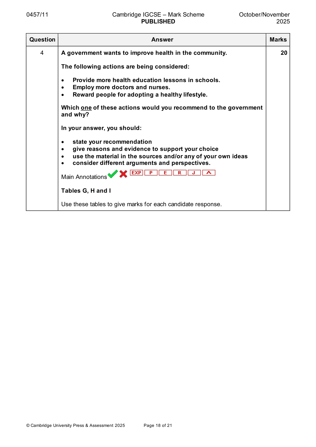 Mark scheme, page 18 of 21