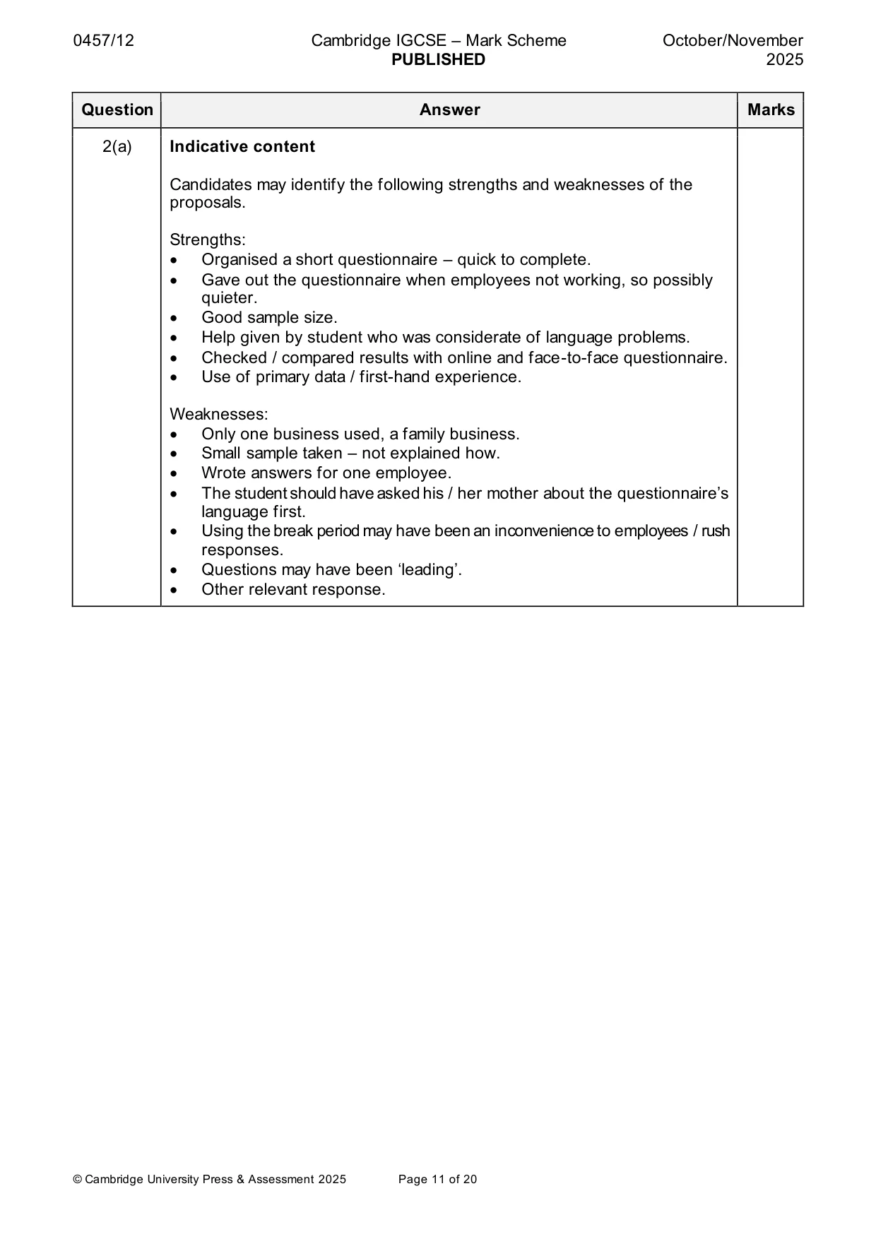 Mark scheme, page 11 of 20