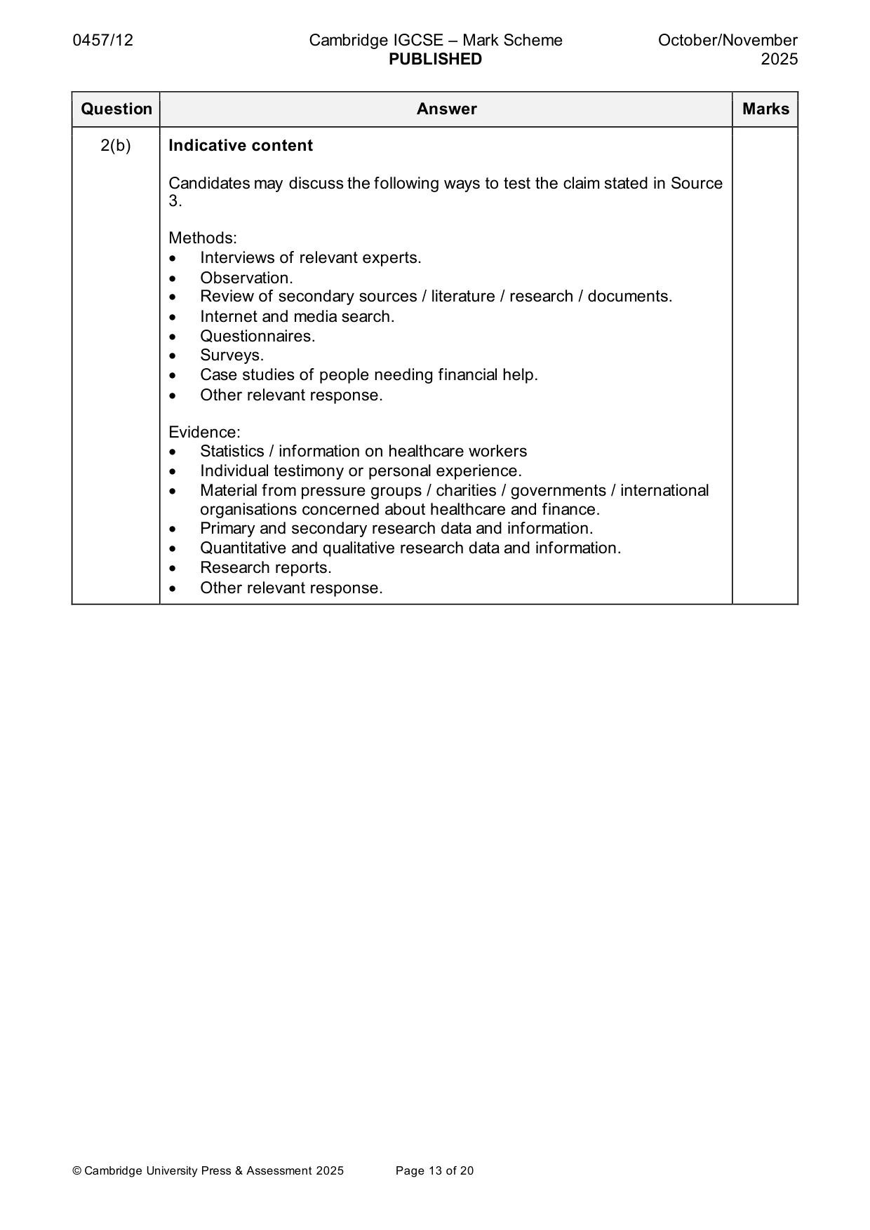 Mark scheme, page 13 of 20