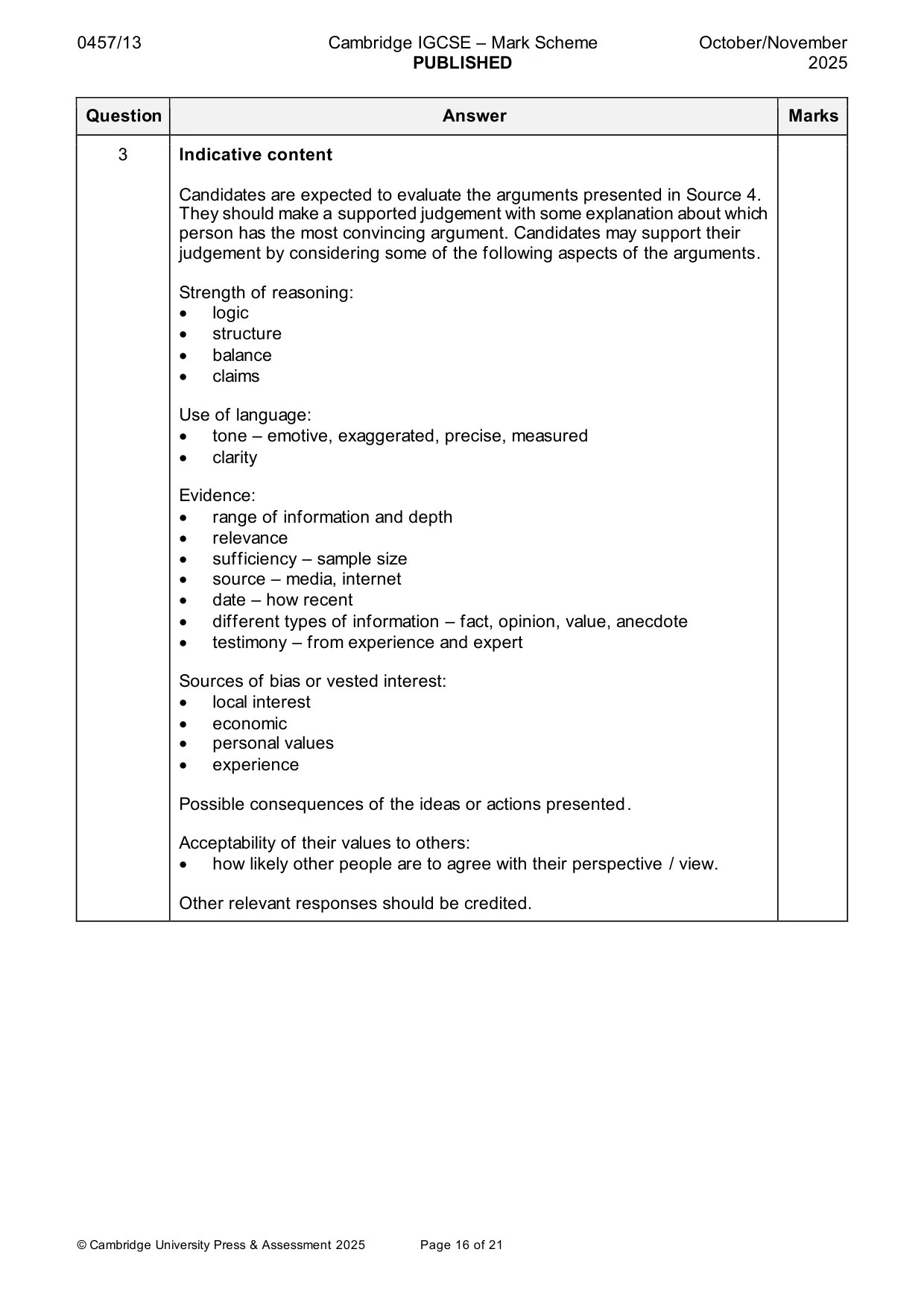 Mark scheme, page 16 of 21