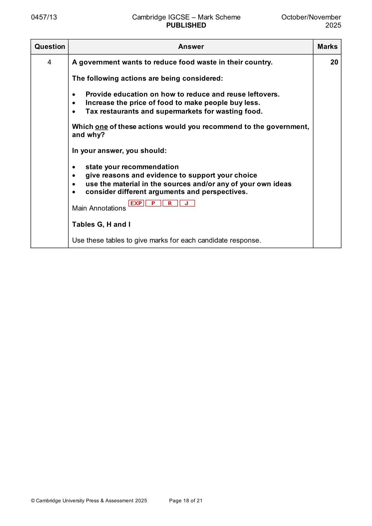 Mark scheme, page 18 of 21
