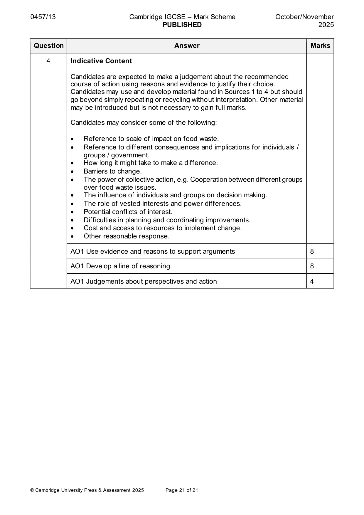 Mark scheme, page 21 of 21