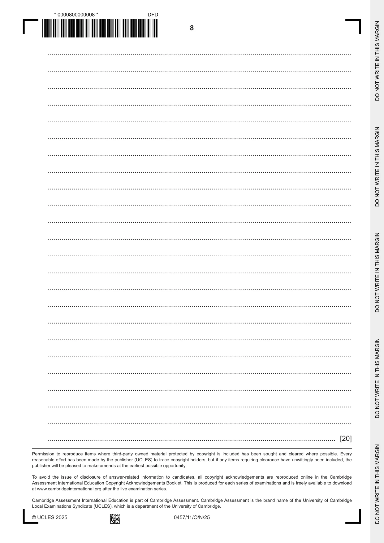Cambridge IGCSE Global Perspectives 0457 2025 Oct/Nov Paper 1 · Variant 1 question paper, page 8 of 8