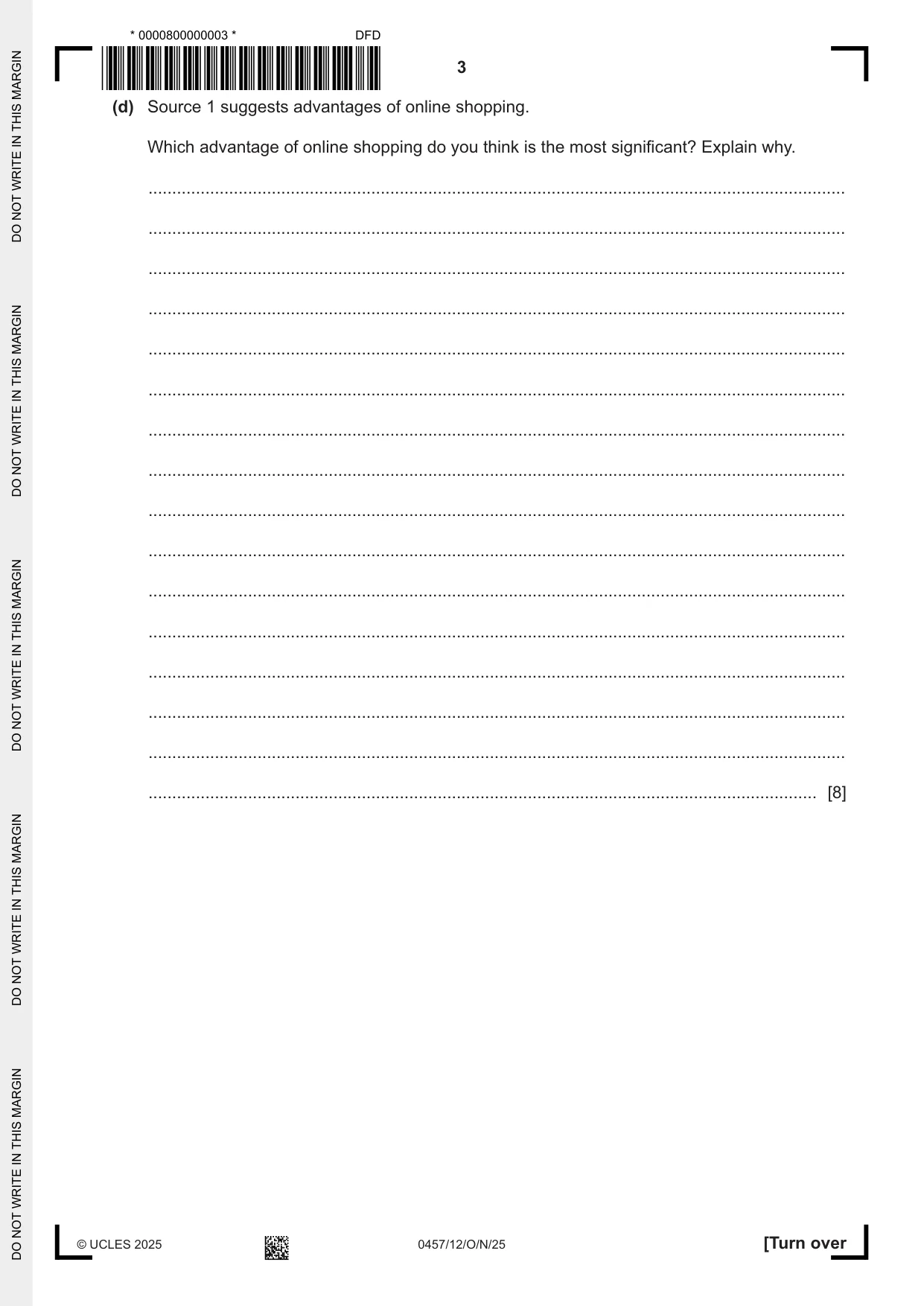 Cambridge IGCSE Global Perspectives 0457 2025 Oct/Nov Paper 1 · Variant 2 question paper, page 3 of 8