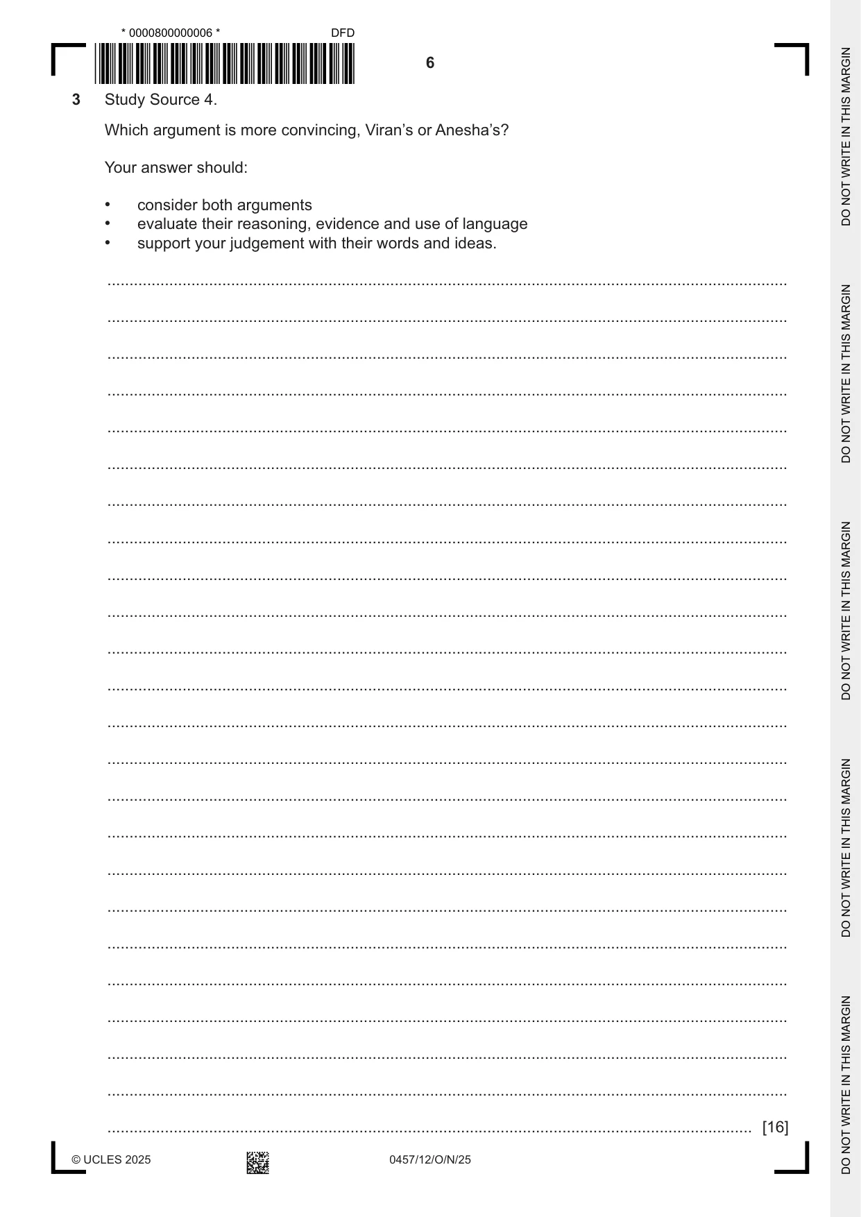 Cambridge IGCSE Global Perspectives 0457 2025 Oct/Nov Paper 1 · Variant 2 question paper, page 6 of 8