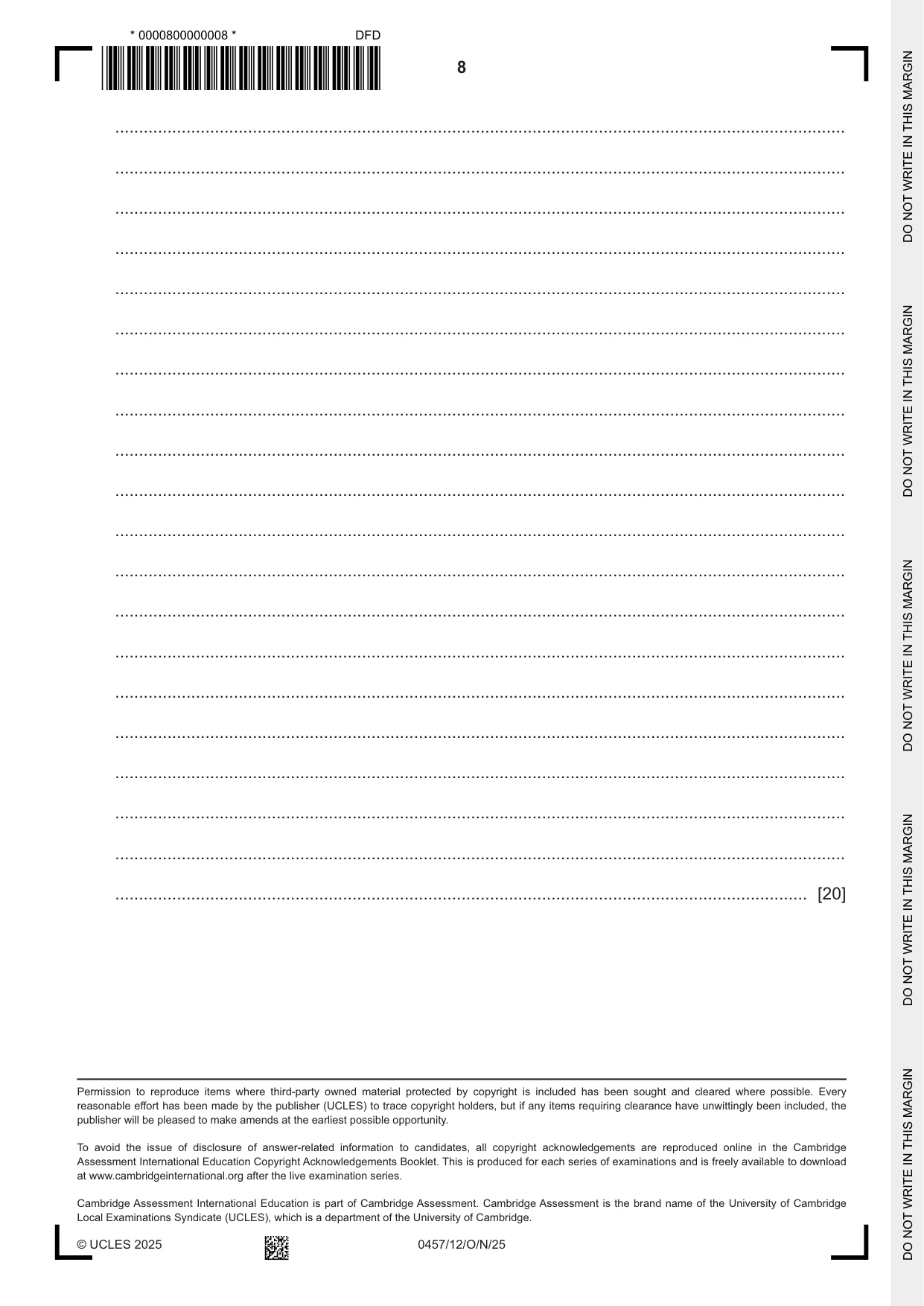 Cambridge IGCSE Global Perspectives 0457 2025 Oct/Nov Paper 1 · Variant 2 question paper, page 8 of 8
