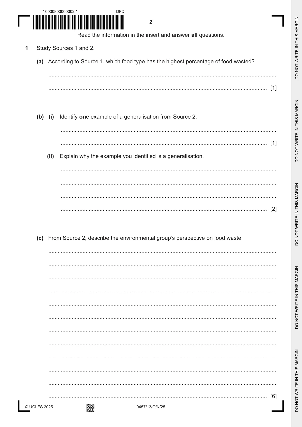Cambridge IGCSE Global Perspectives 0457 2025 Oct/Nov Paper 1 · Variant 3 question paper, page 2 of 8