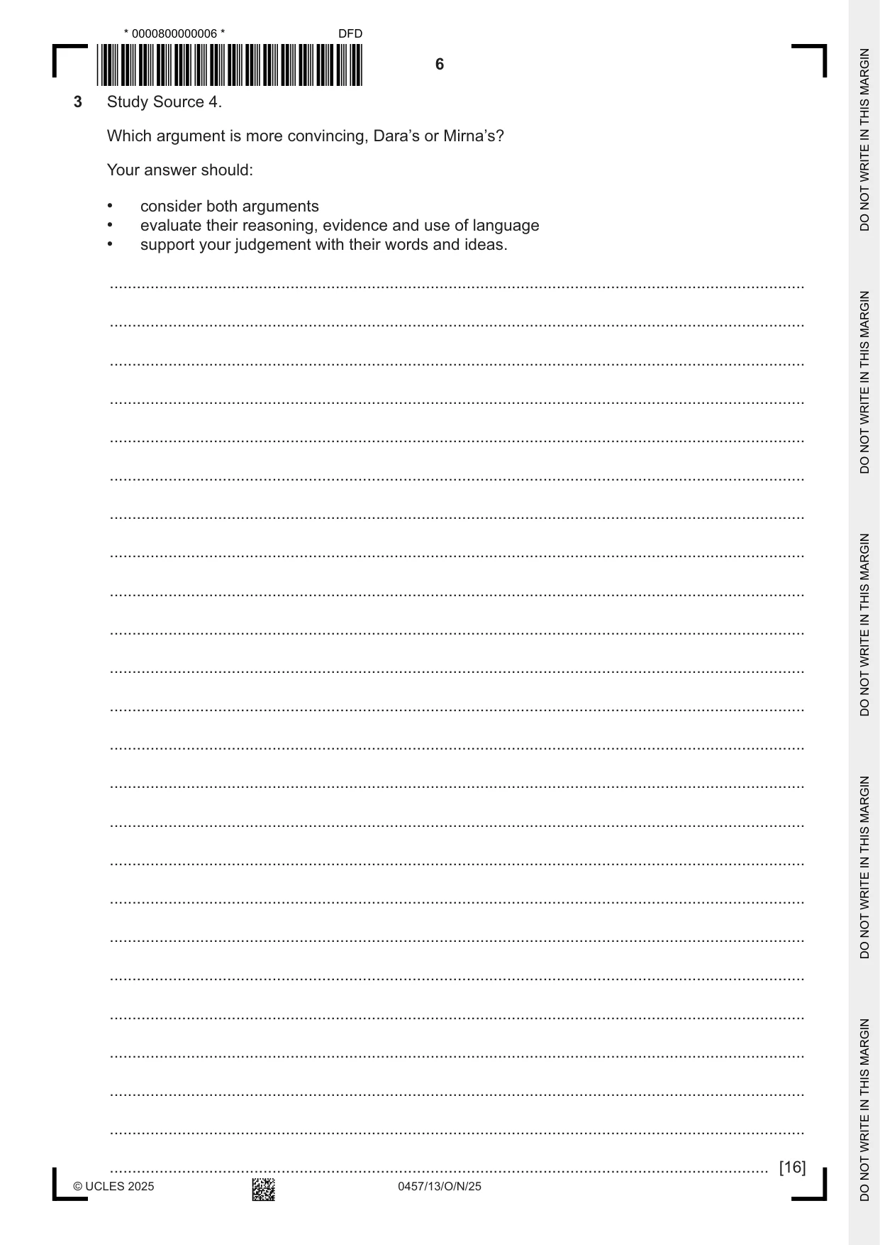 Cambridge IGCSE Global Perspectives 0457 2025 Oct/Nov Paper 1 · Variant 3 question paper, page 6 of 8