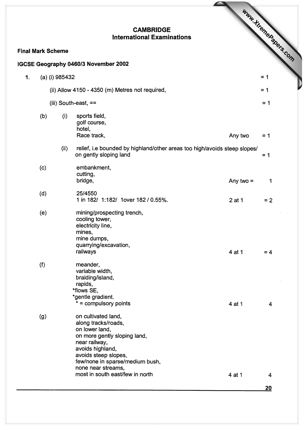 Mark scheme, page 1 of 3