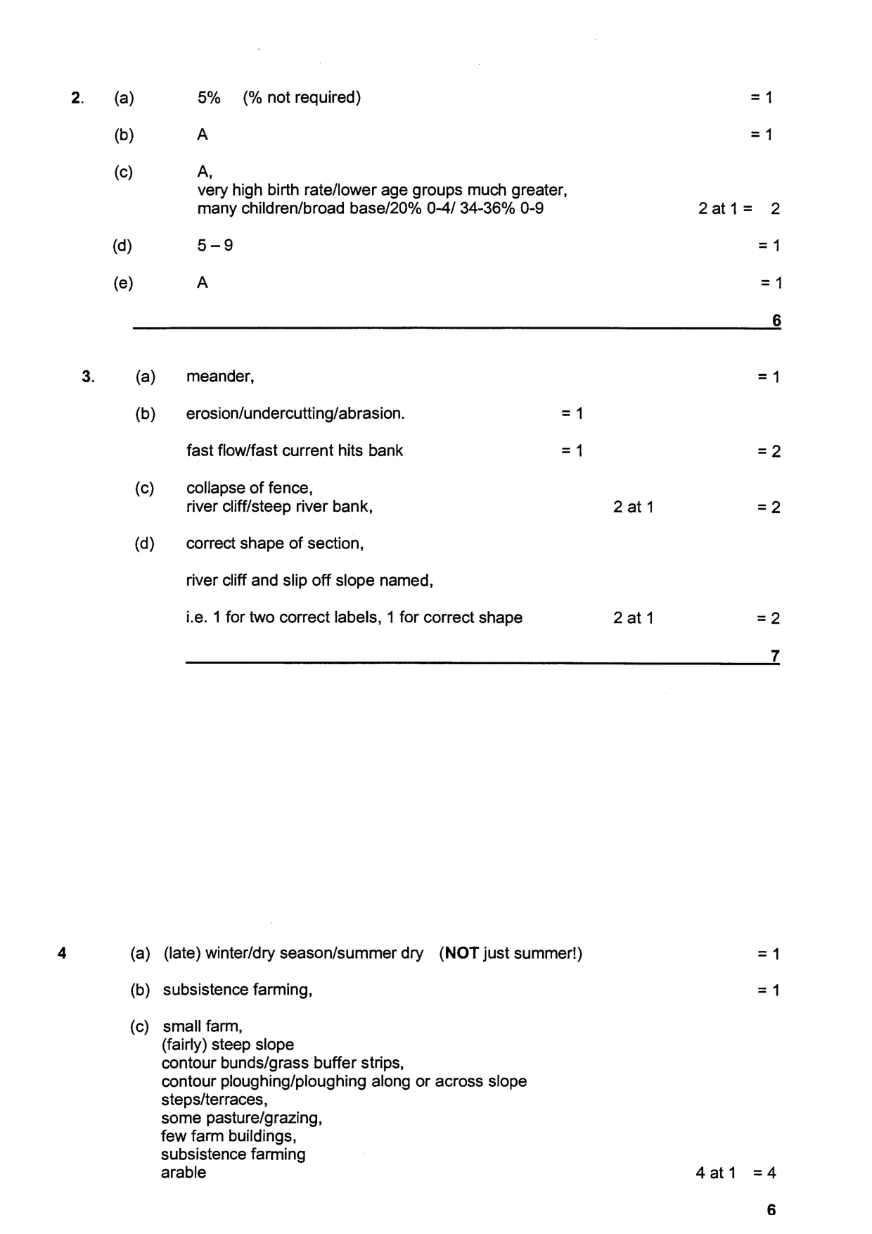 Mark scheme, page 2 of 3