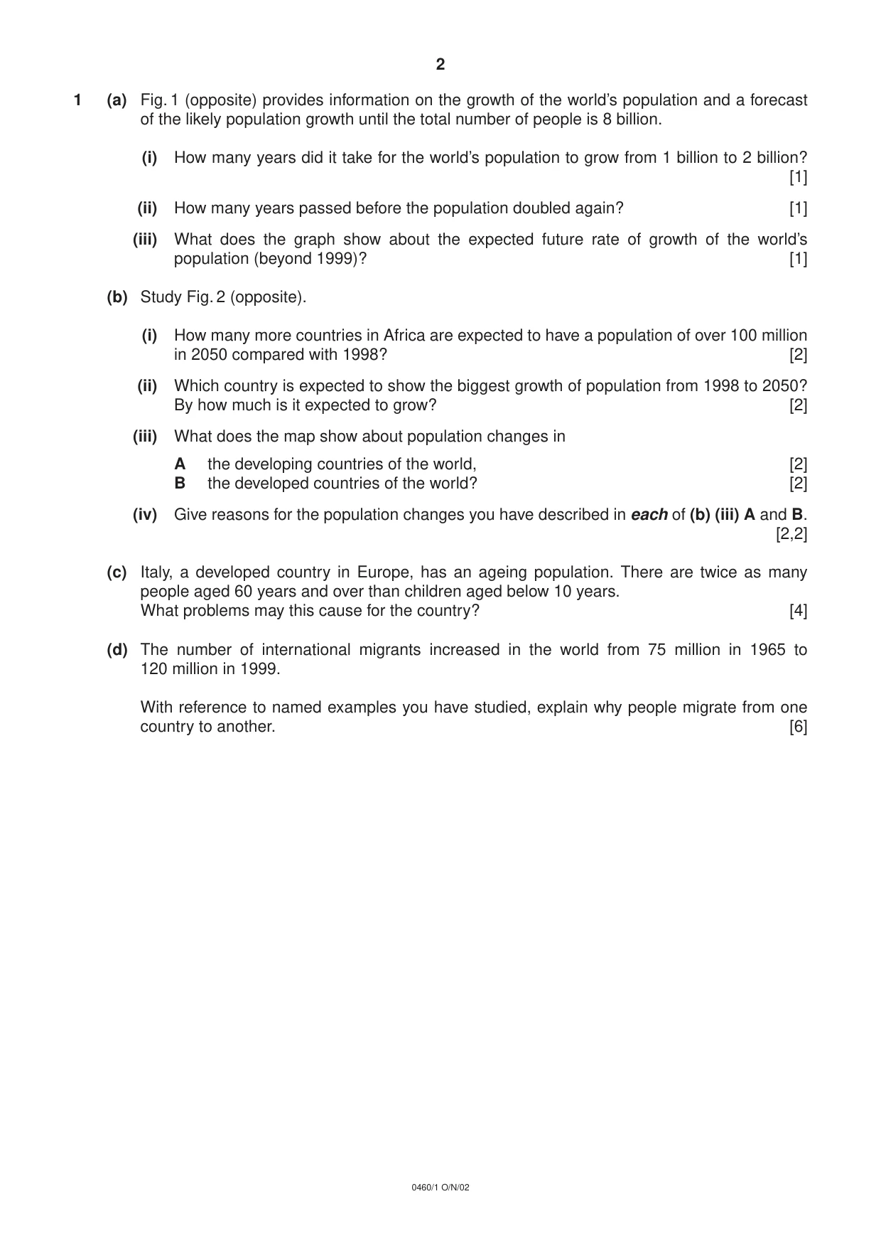Cambridge IGCSE Geography 0460 2002 Oct/Nov Paper 1 · Variant 1 question paper, page 2 of 16