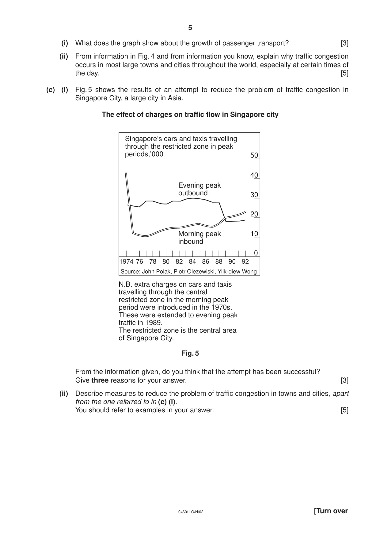 Cambridge IGCSE Geography 0460 2002 Oct/Nov Paper 1 · Variant 1 question paper, page 5 of 16