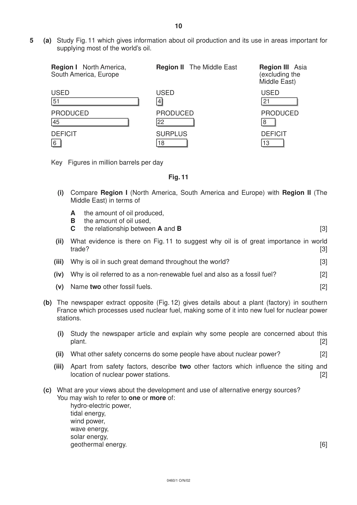 Cambridge IGCSE Geography 0460 2002 Oct/Nov Paper 1 · Variant 1 question paper, page 10 of 16