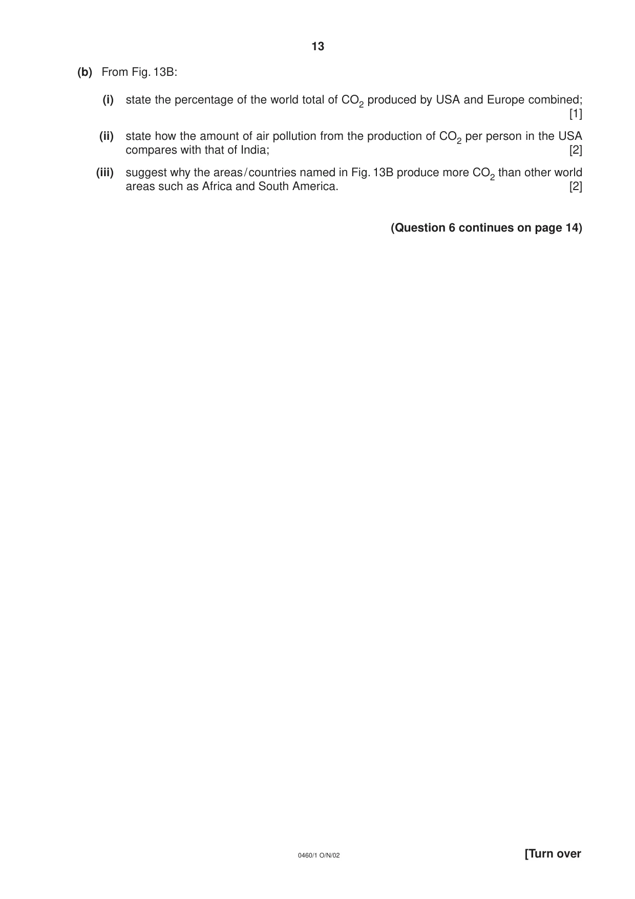 Cambridge IGCSE Geography 0460 2002 Oct/Nov Paper 1 · Variant 1 question paper, page 13 of 16