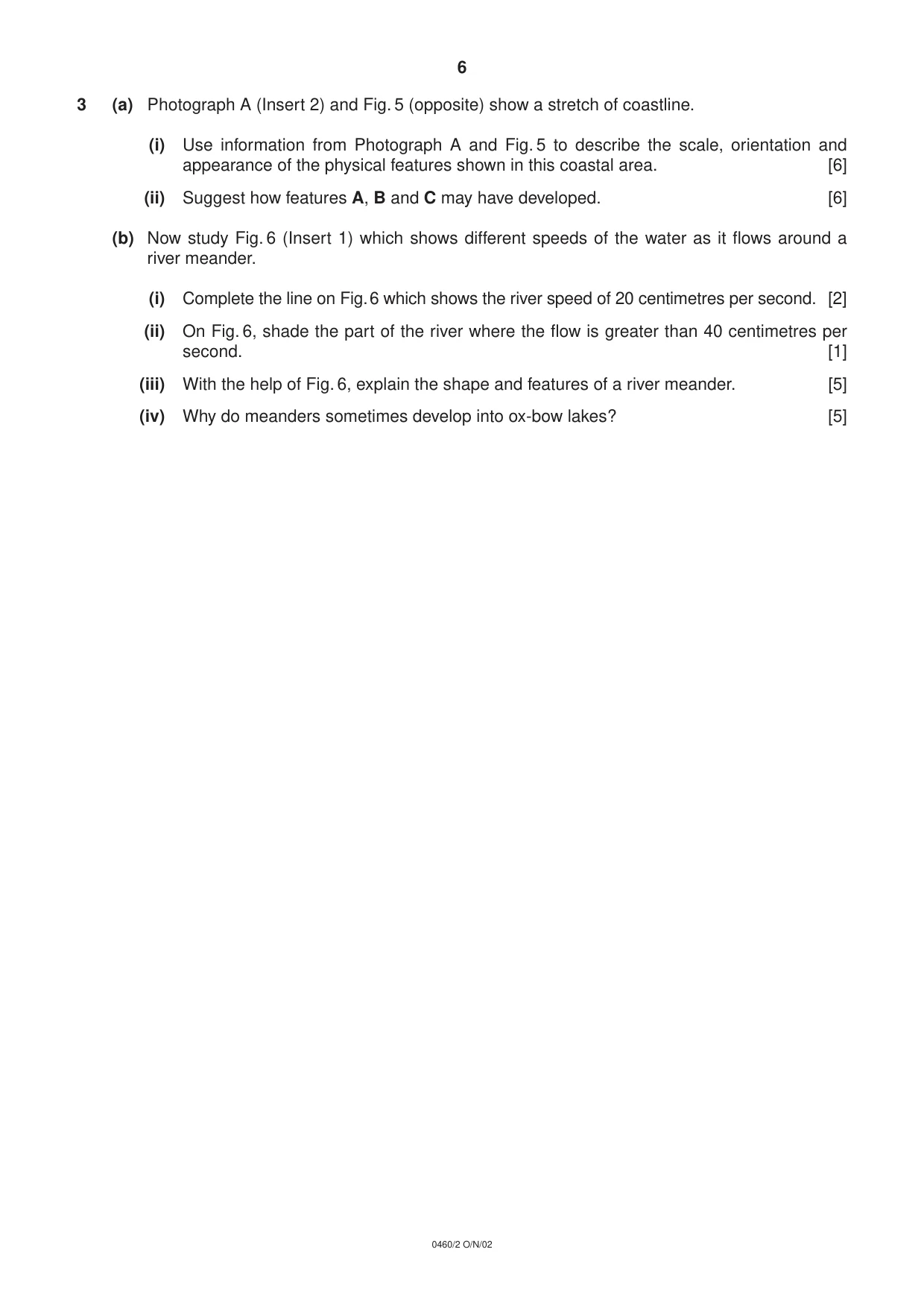 Cambridge IGCSE Geography 0460 2002 Oct/Nov Paper 2 · Variant 1 question paper, page 6 of 16