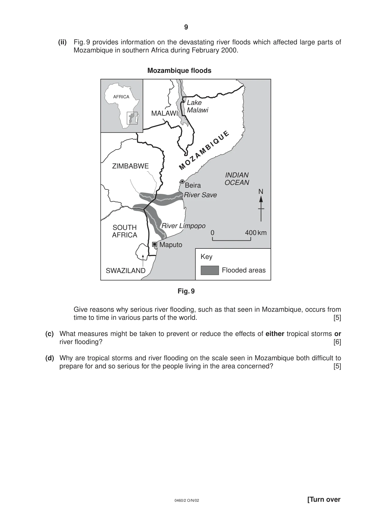 Cambridge IGCSE Geography 0460 2002 Oct/Nov Paper 2 · Variant 1 question paper, page 9 of 16