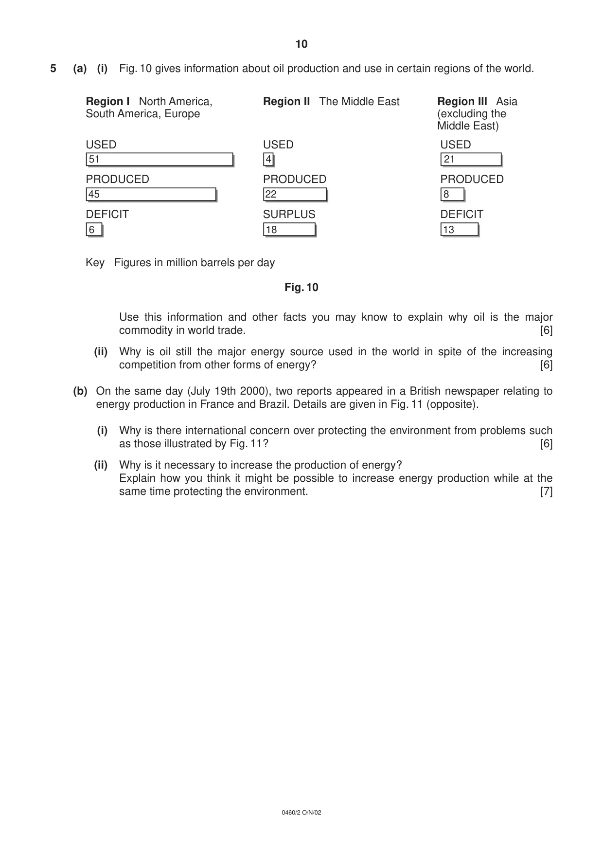 Cambridge IGCSE Geography 0460 2002 Oct/Nov Paper 2 · Variant 1 question paper, page 10 of 16