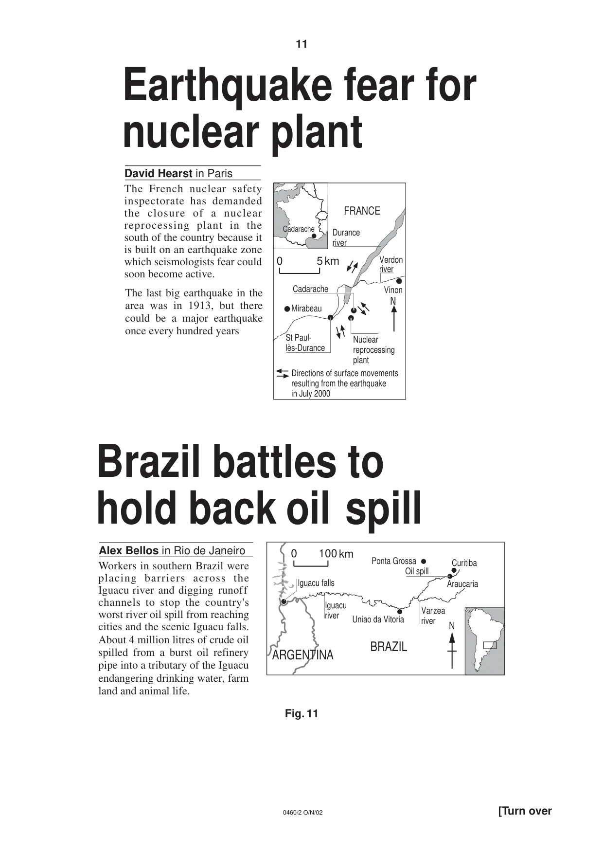 Cambridge IGCSE Geography 0460 2002 Oct/Nov Paper 2 · Variant 1 question paper, page 11 of 16