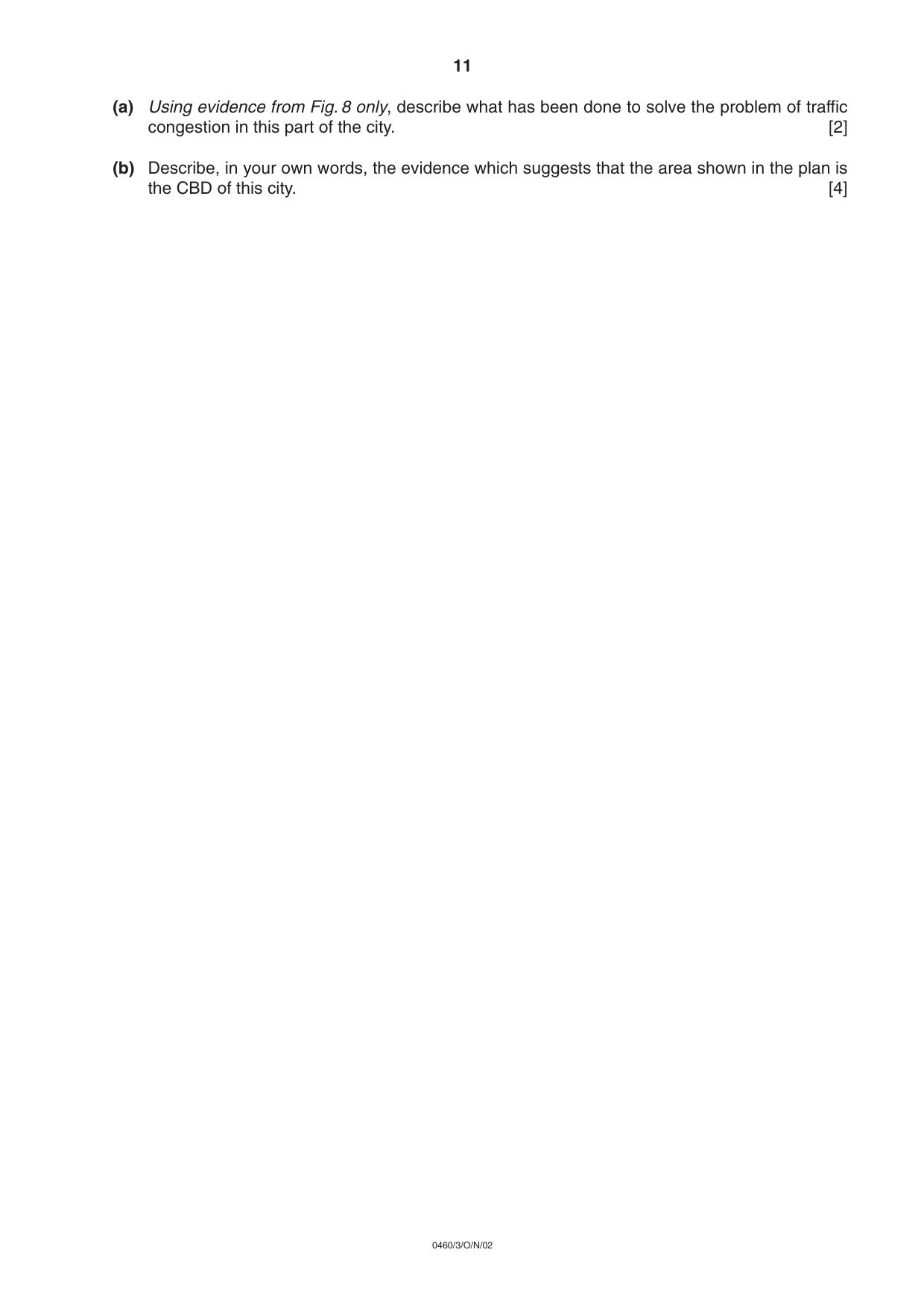 Cambridge IGCSE Geography 0460 2002 Oct/Nov Paper 3 · Variant 1 question paper, page 11 of 12