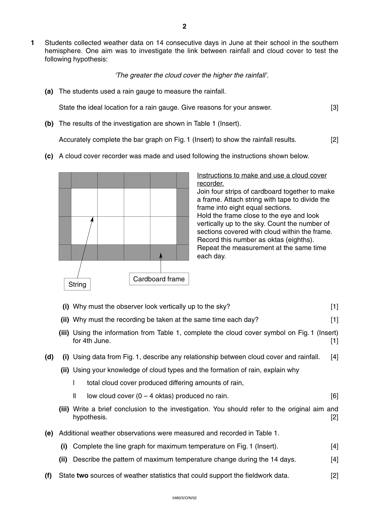 Cambridge IGCSE Geography 0460 2002 Oct/Nov Paper 5 · Variant 1 question paper, page 2 of 4
