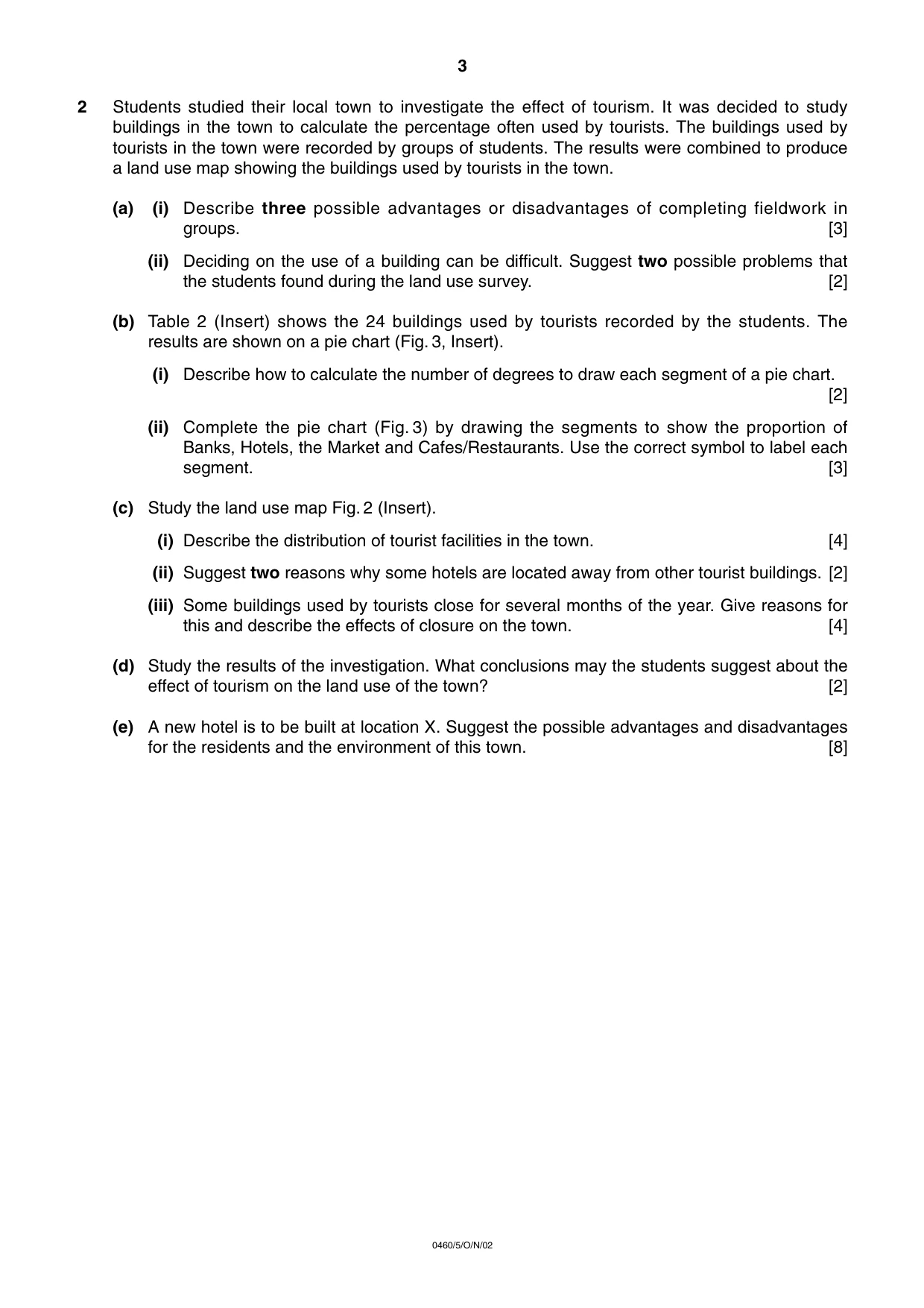 Cambridge IGCSE Geography 0460 2002 Oct/Nov Paper 5 · Variant 1 question paper, page 3 of 4