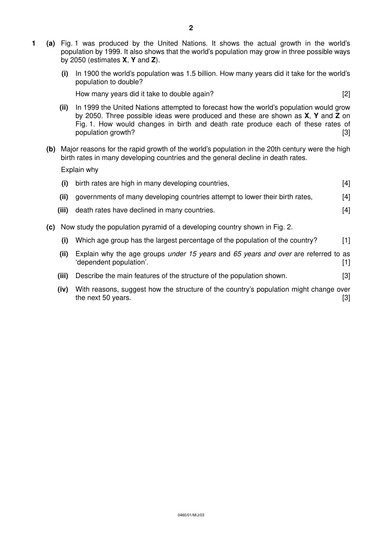 Cambridge IGCSE Geography 0460 2003 May/June Paper 1 · Variant 1 question paper, page 2 of 16