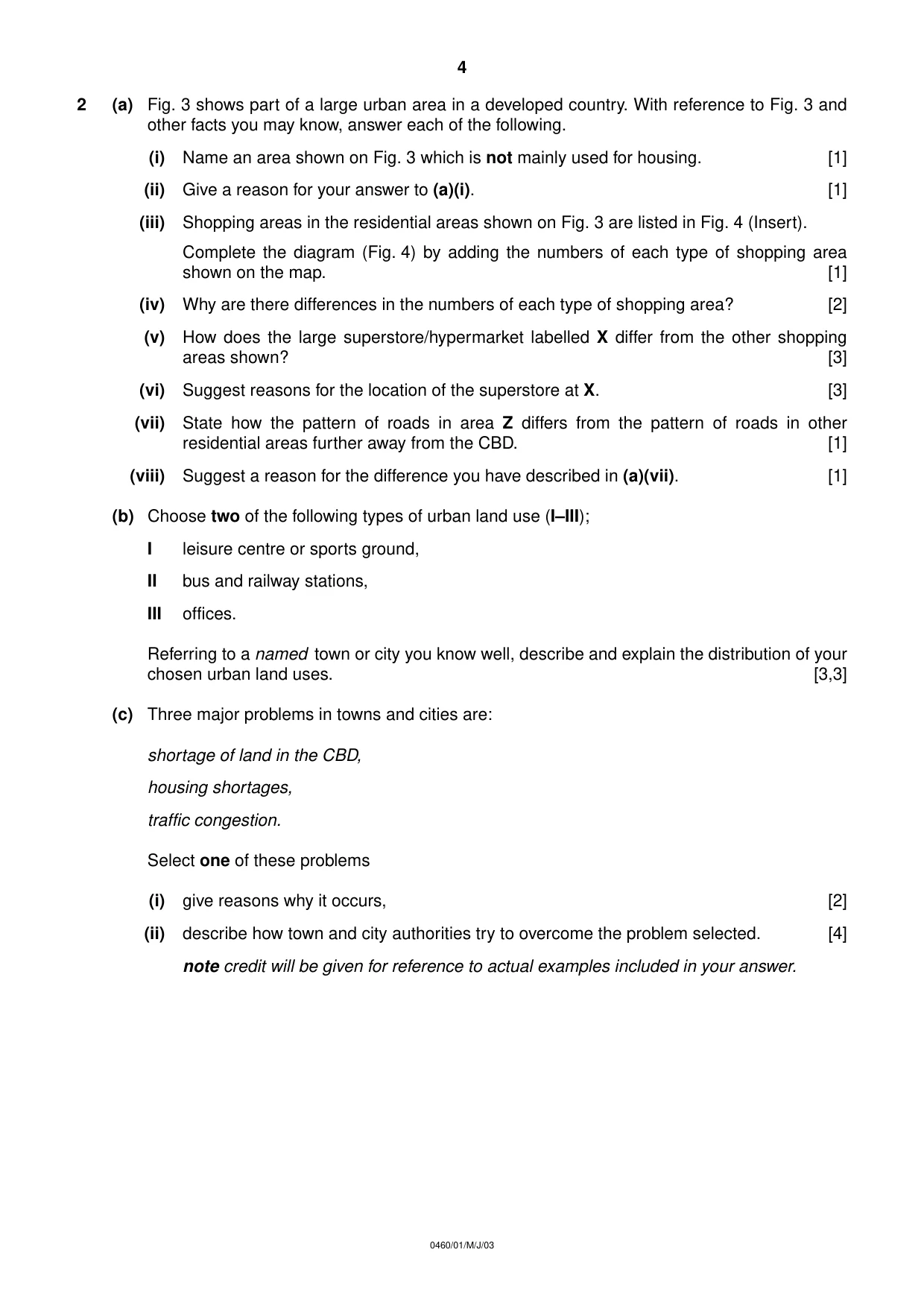 Cambridge IGCSE Geography 0460 2003 May/June Paper 1 · Variant 1 question paper, page 4 of 16