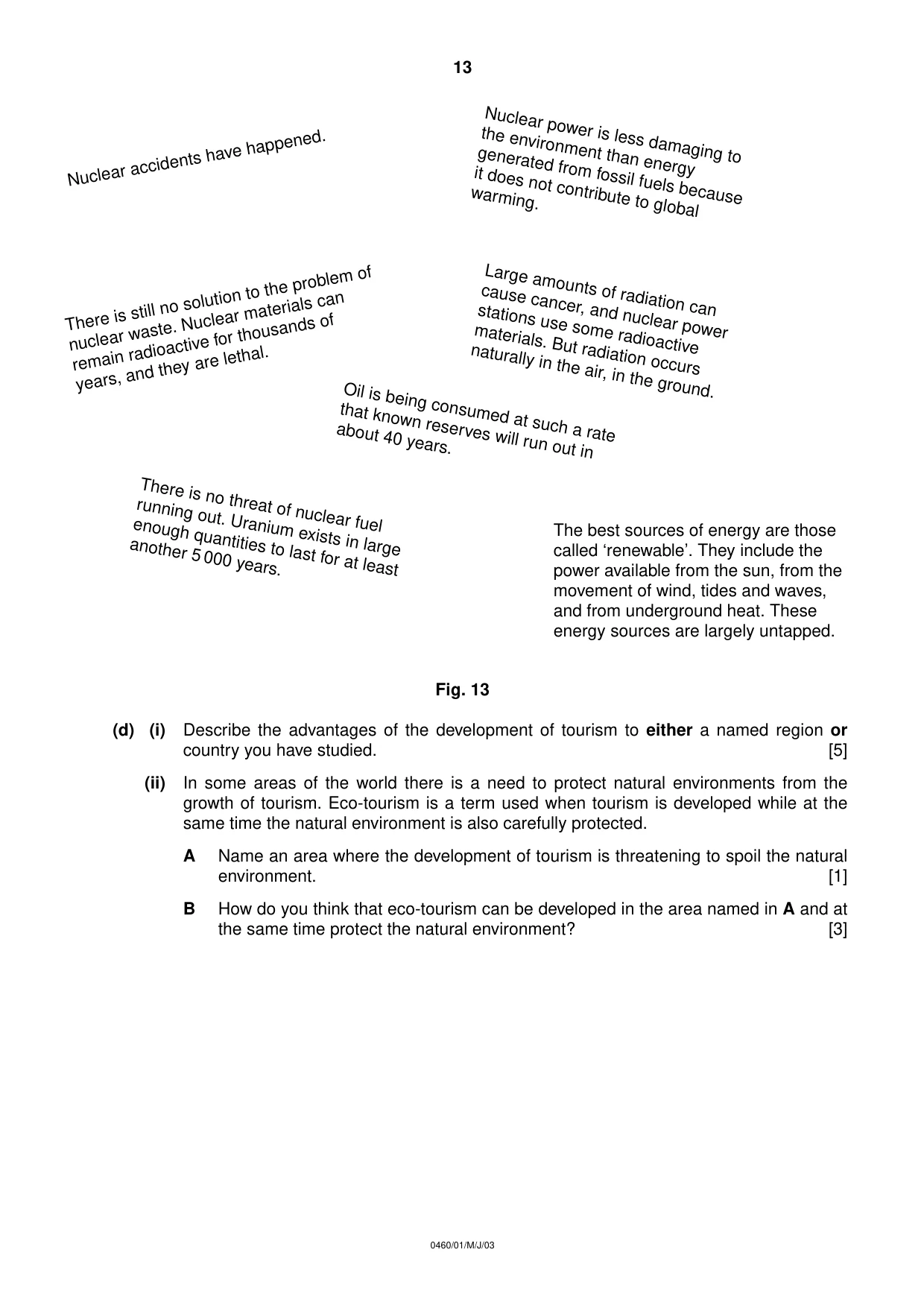 Cambridge IGCSE Geography 0460 2003 May/June Paper 1 · Variant 1 question paper, page 13 of 16
