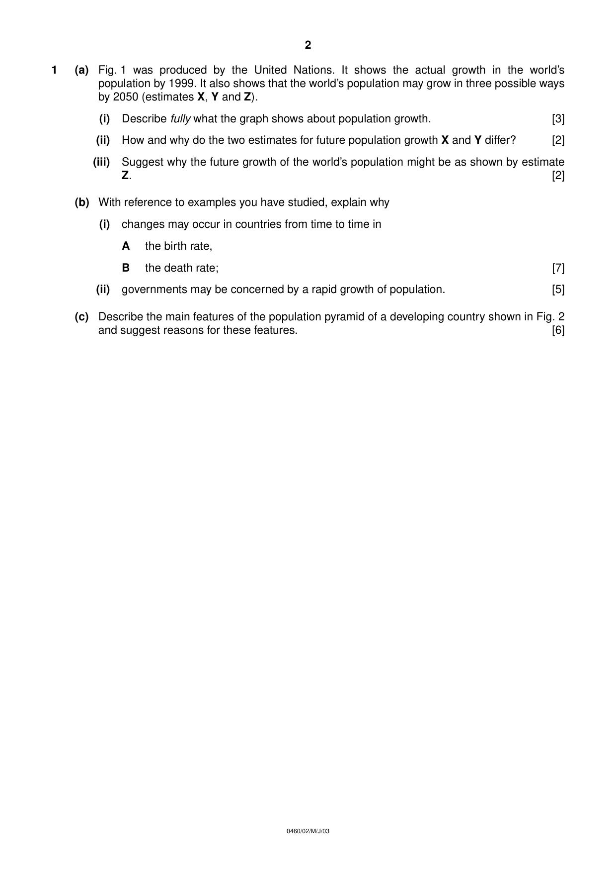 Cambridge IGCSE Geography 0460 2003 May/June Paper 2 · Variant 1 question paper, page 2 of 12