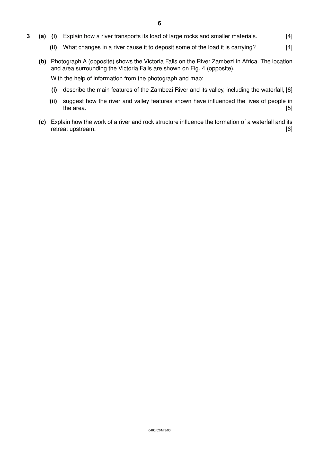 Cambridge IGCSE Geography 0460 2003 May/June Paper 2 · Variant 1 question paper, page 6 of 12