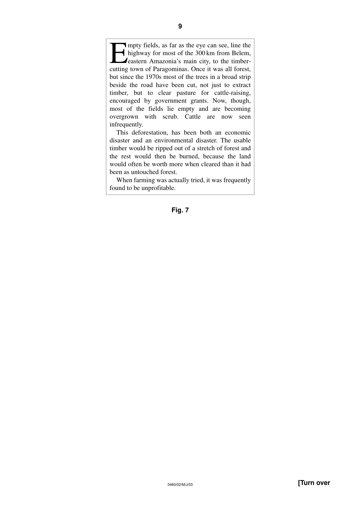 Cambridge IGCSE Geography 0460 2003 May/June Paper 2 · Variant 1 question paper, page 9 of 12