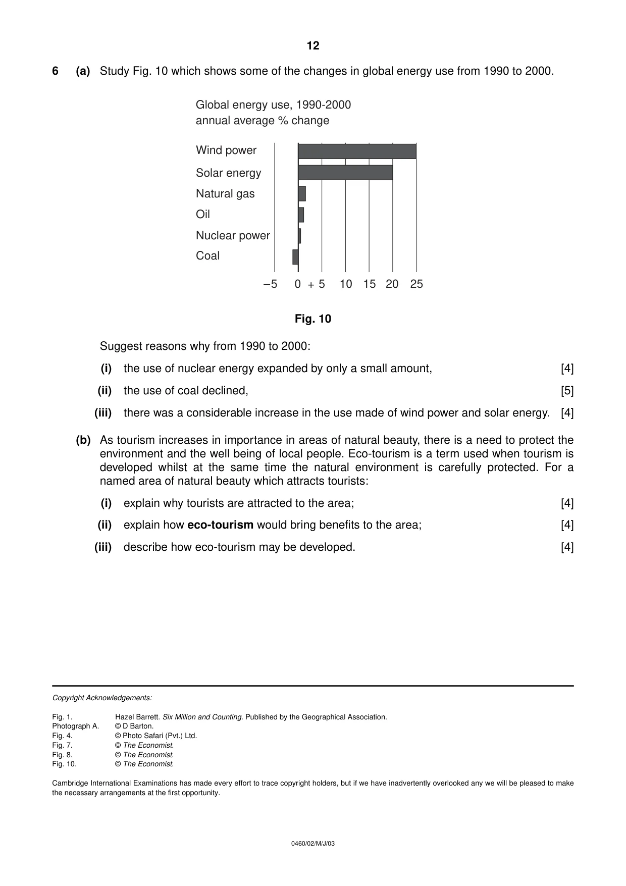 Cambridge IGCSE Geography 0460 2003 May/June Paper 2 · Variant 1 question paper, page 12 of 12